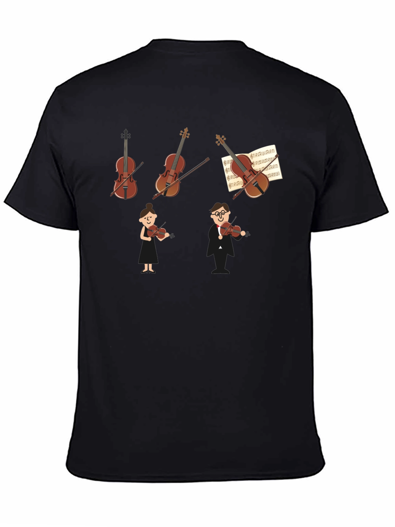 Violin Music Lover Graphic Black T-Shirt