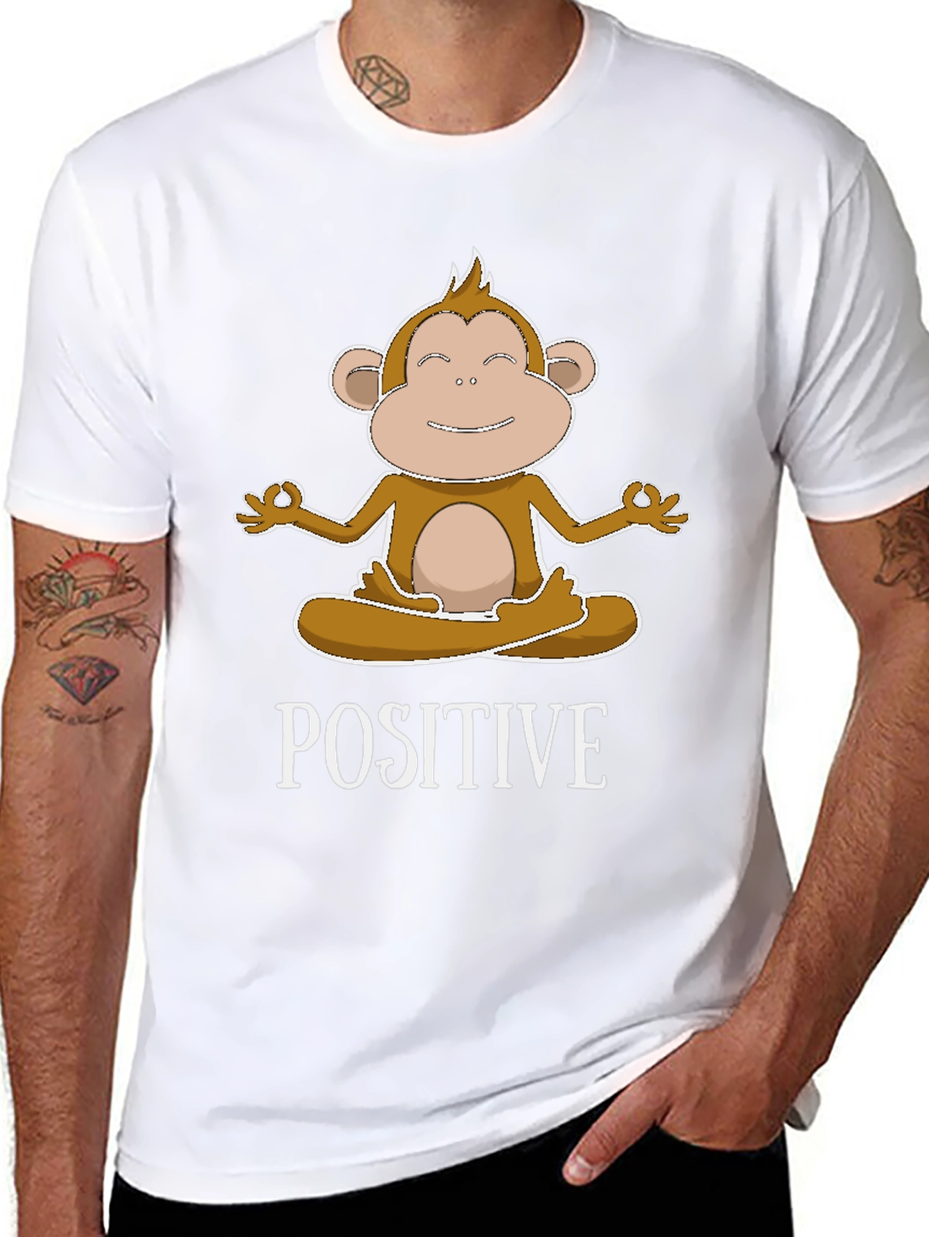 Meditating Monkey Positive Vibes Graphic Tee