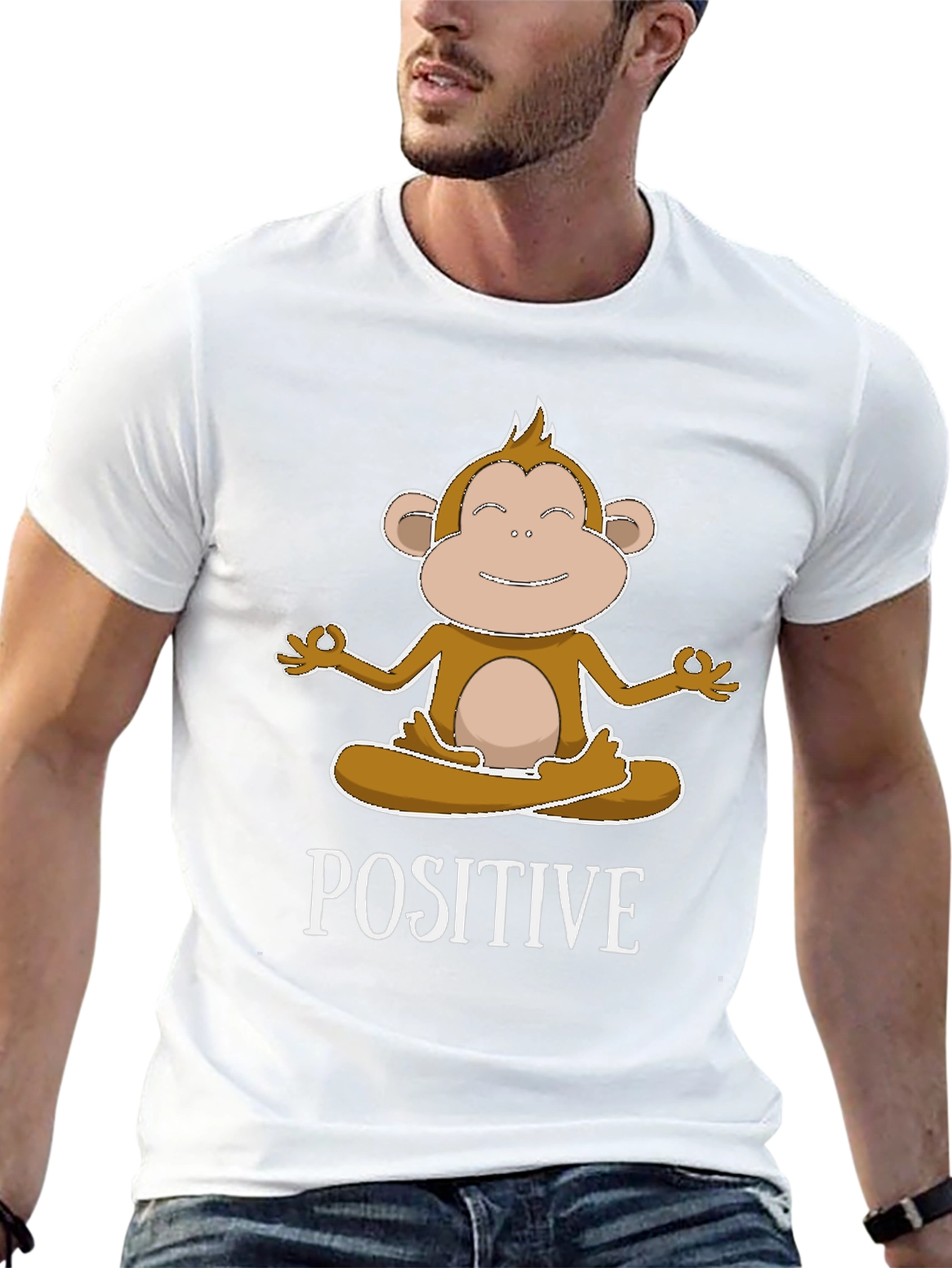 Meditating Monkey Positive Vibes Graphic Tee