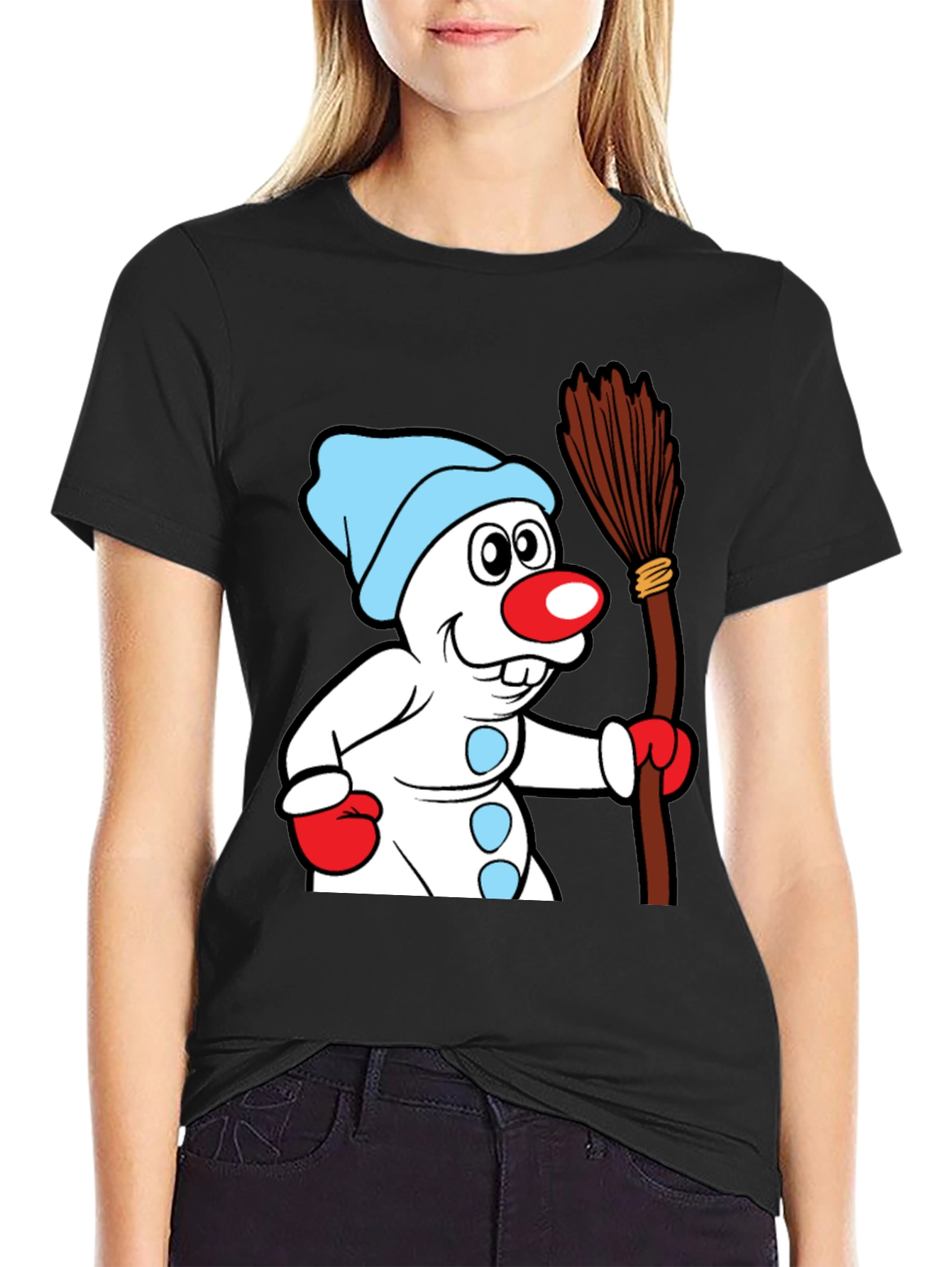 Whimsical Snowman Graphic Tee - Classic Holiday Cheer