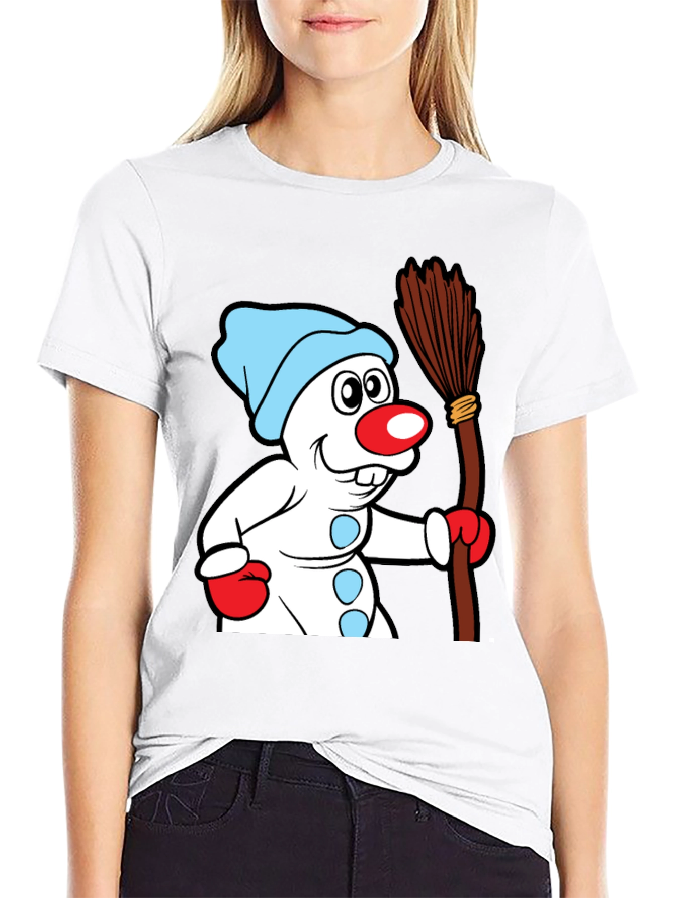 Whimsical Snowman Graphic Tee - Classic Holiday Cheer