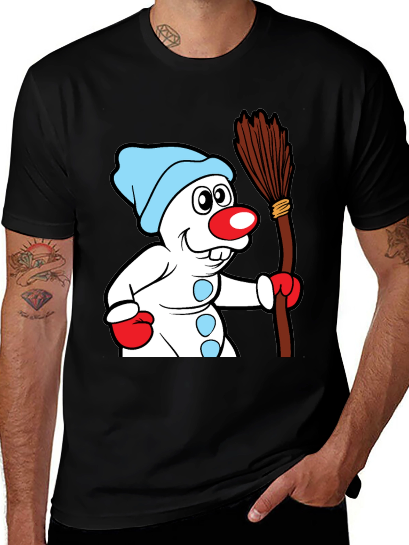 Whimsical Snowman Graphic Tee - Classic Holiday Cheer