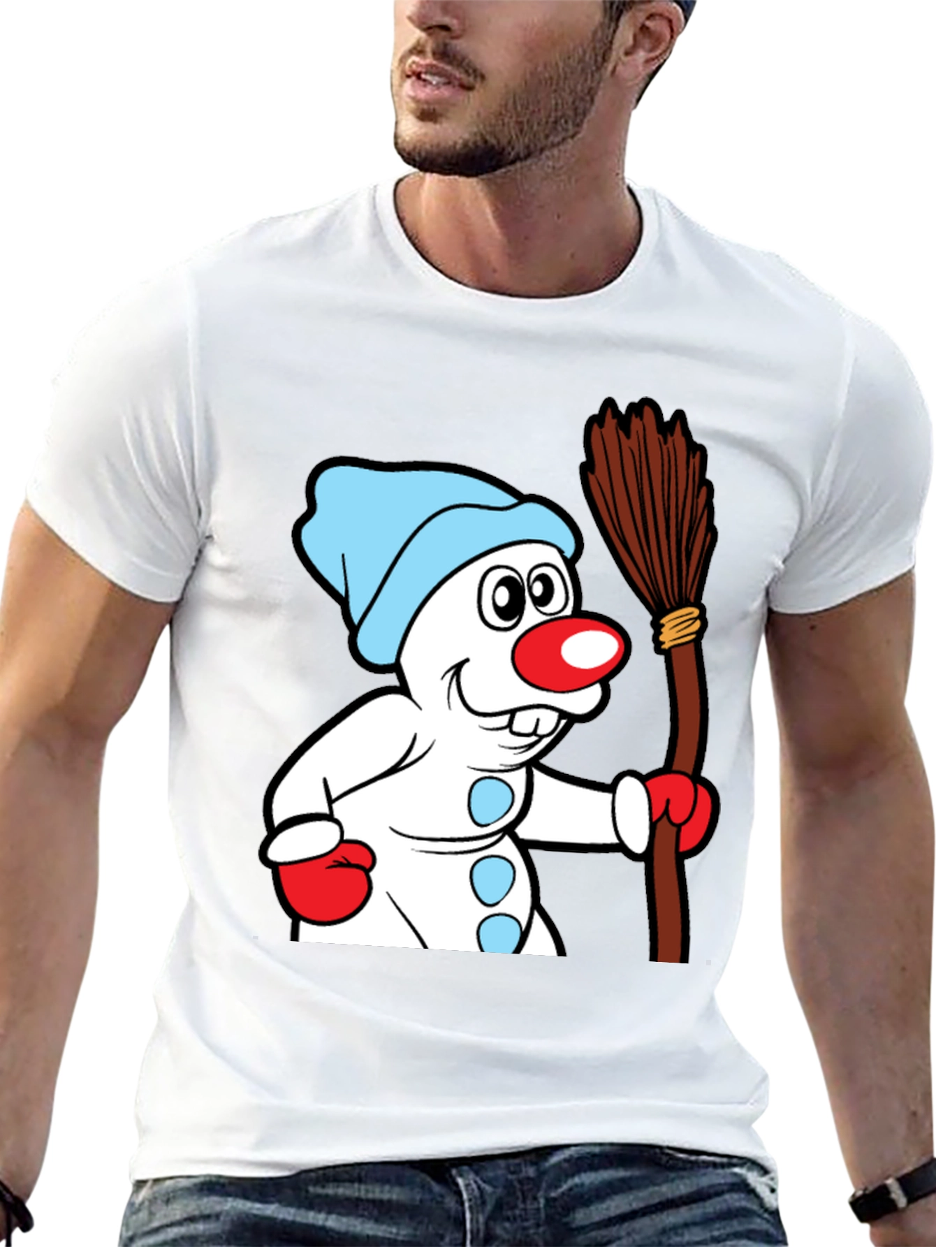 Whimsical Snowman Graphic Tee - Classic Holiday Cheer