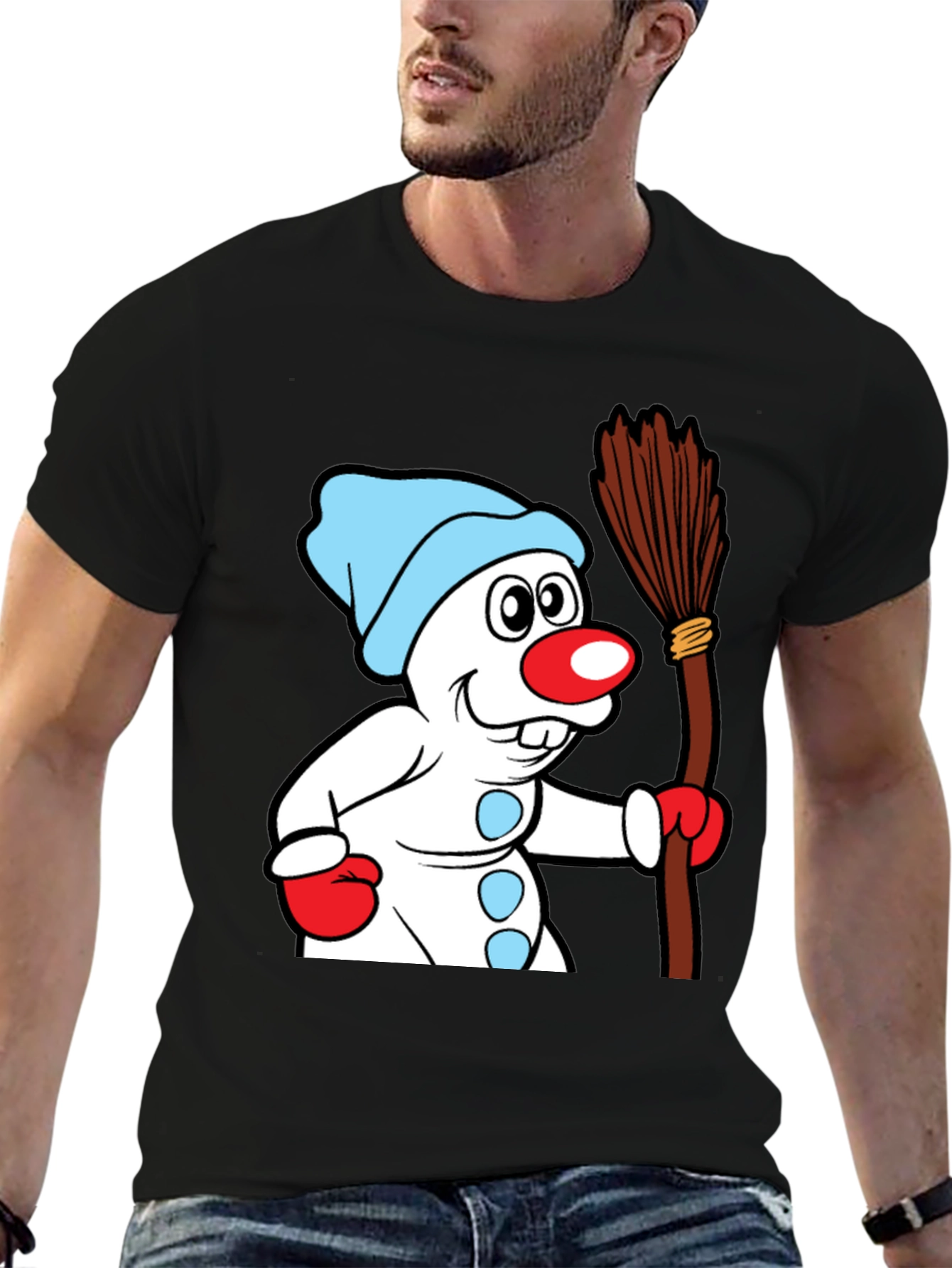 Whimsical Snowman Graphic Tee - Classic Holiday Cheer