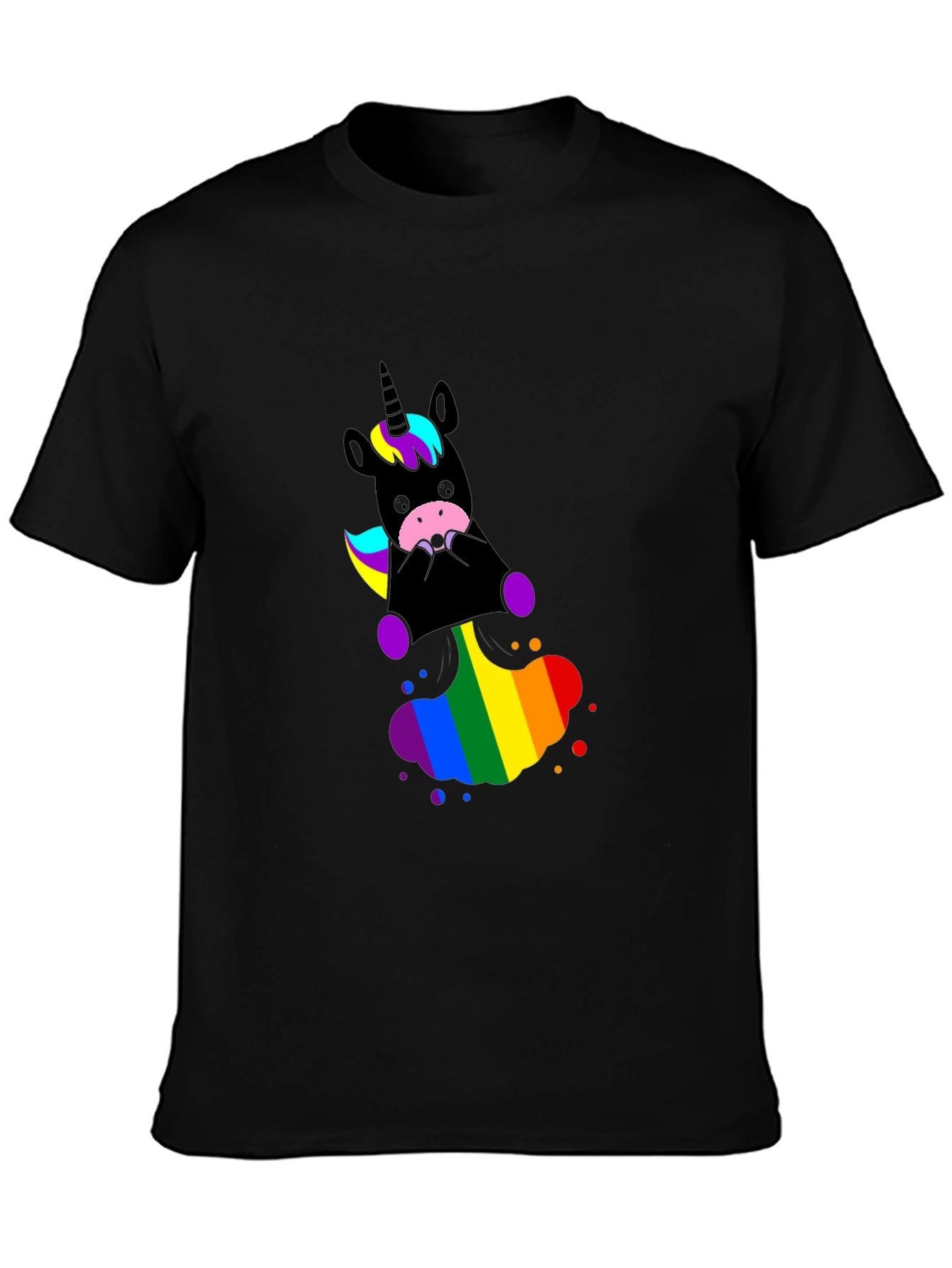 Unicorn Rainbow T-Shirt - Black