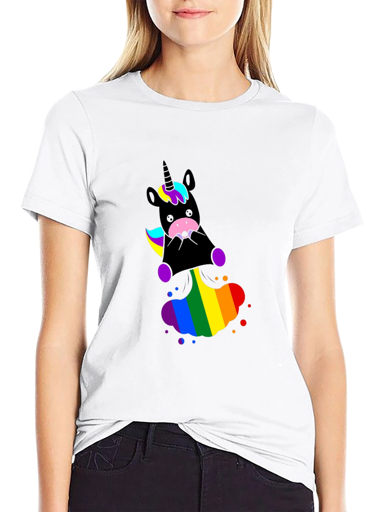 Unicorn Rainbow T-Shirt - Black