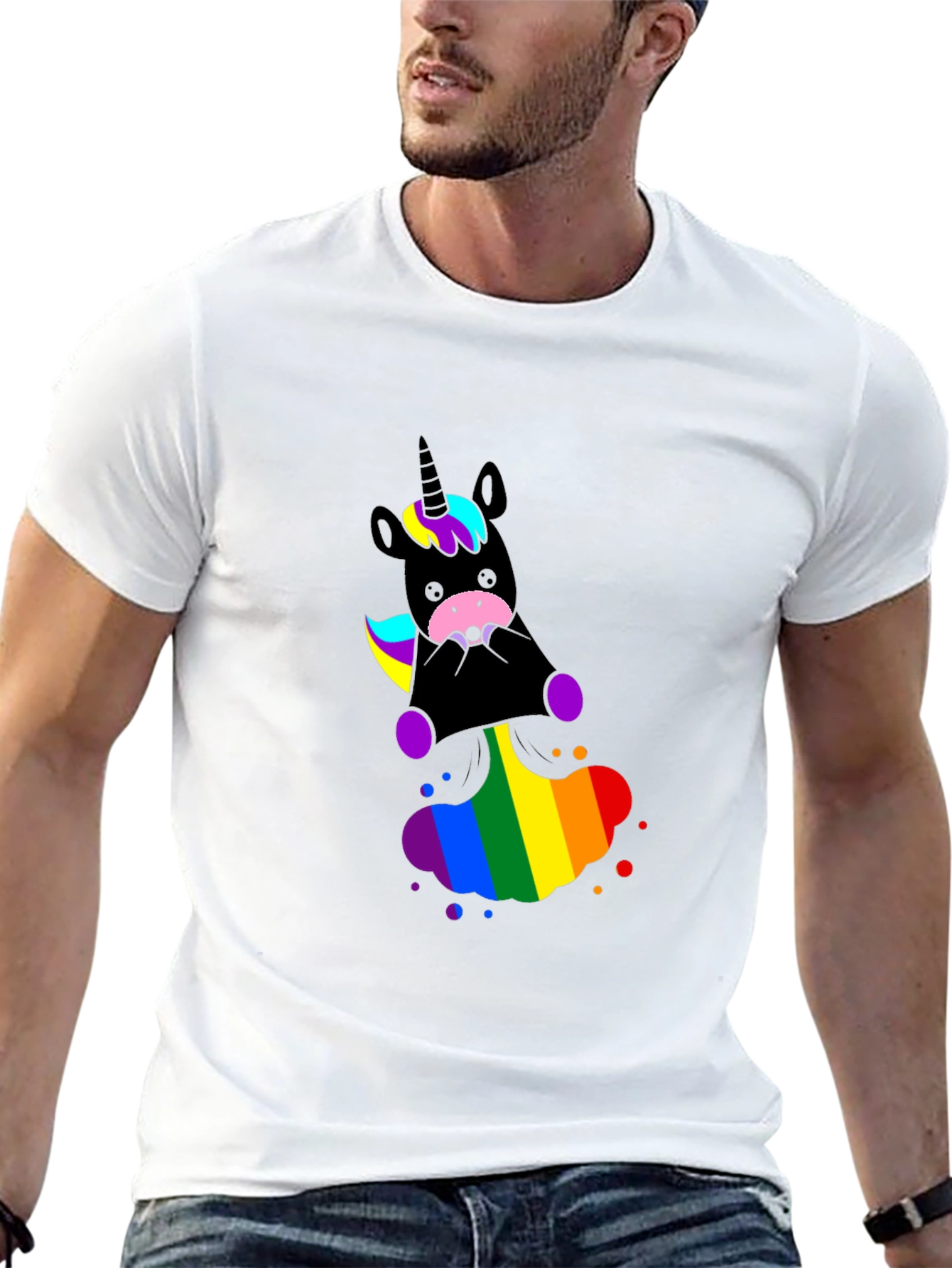 Unicorn Rainbow T-Shirt - Black