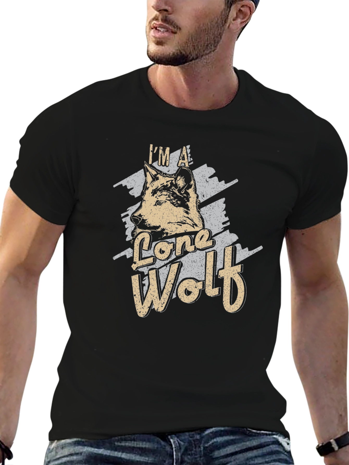 Lone Wolf Graphic Tee - Black Cotton T-Shirt