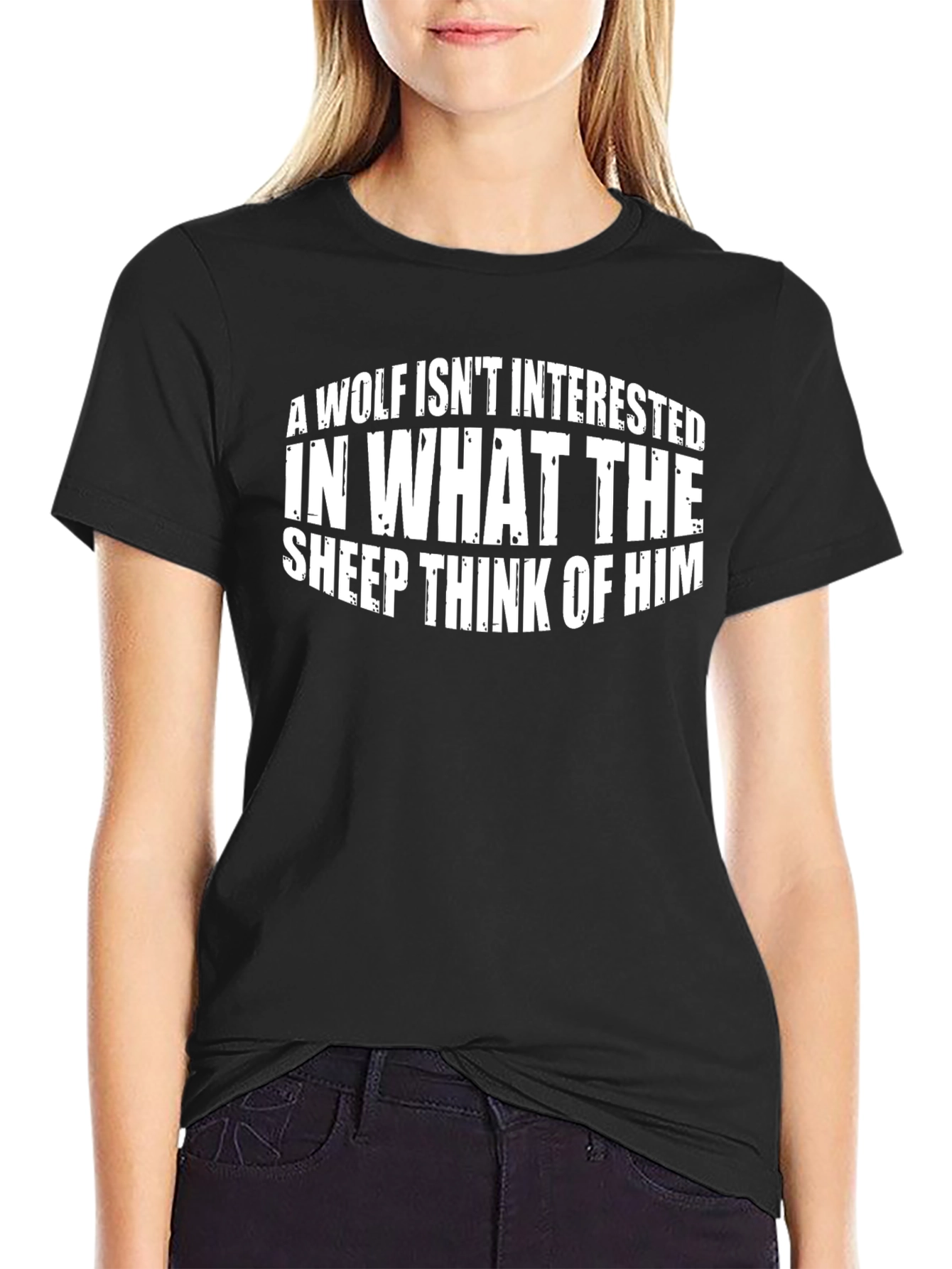 Wolf Sheep T-Shirt - Black Crew Neck Tee