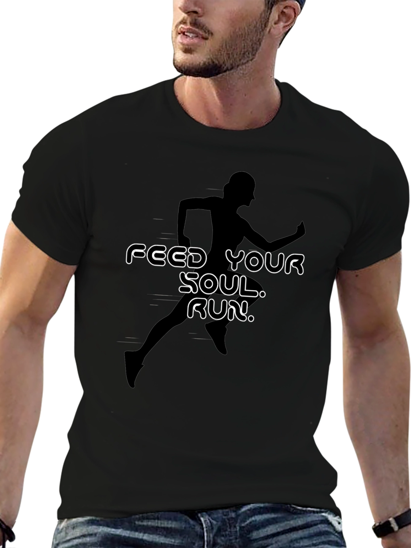 Feed Your Soul Run Graphic T-Shirt - Black