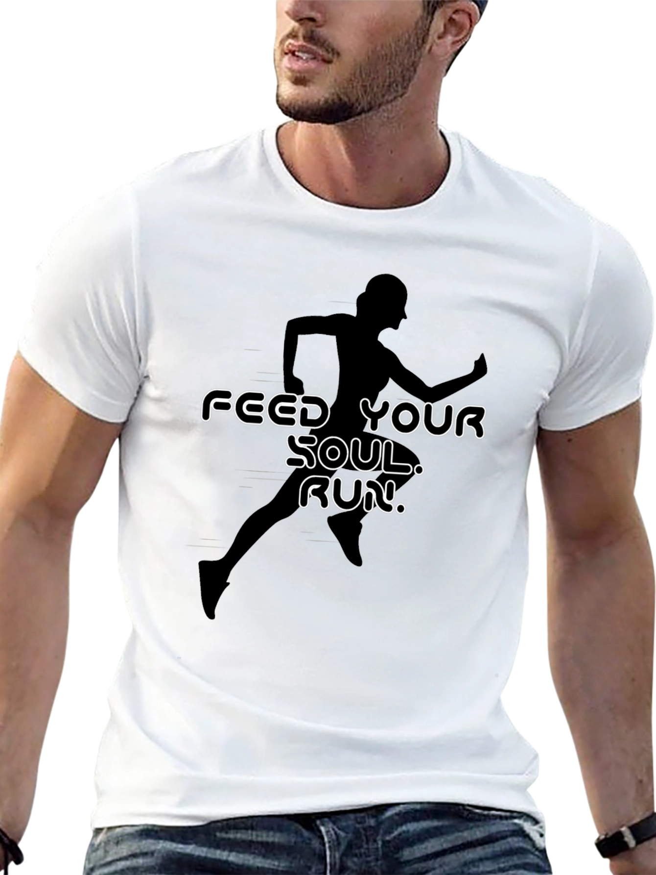 Feed Your Soul Run Graphic T-Shirt - Black