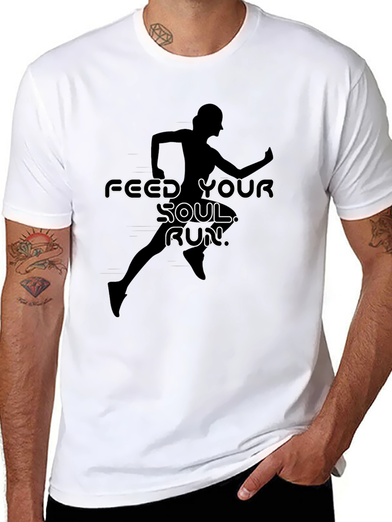 Feed Your Soul Run Graphic T-Shirt - Black