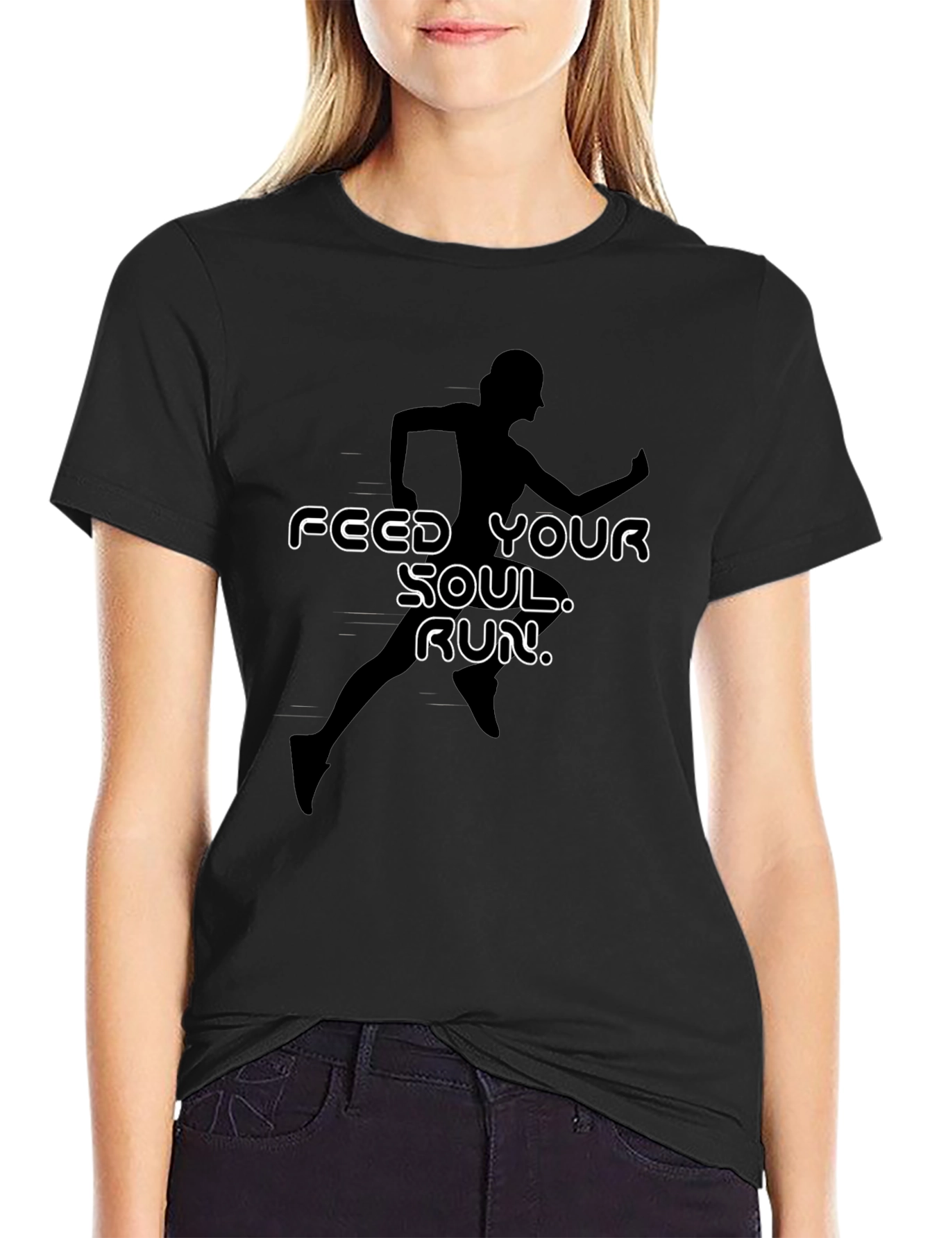 Feed Your Soul Run Graphic T-Shirt - Black