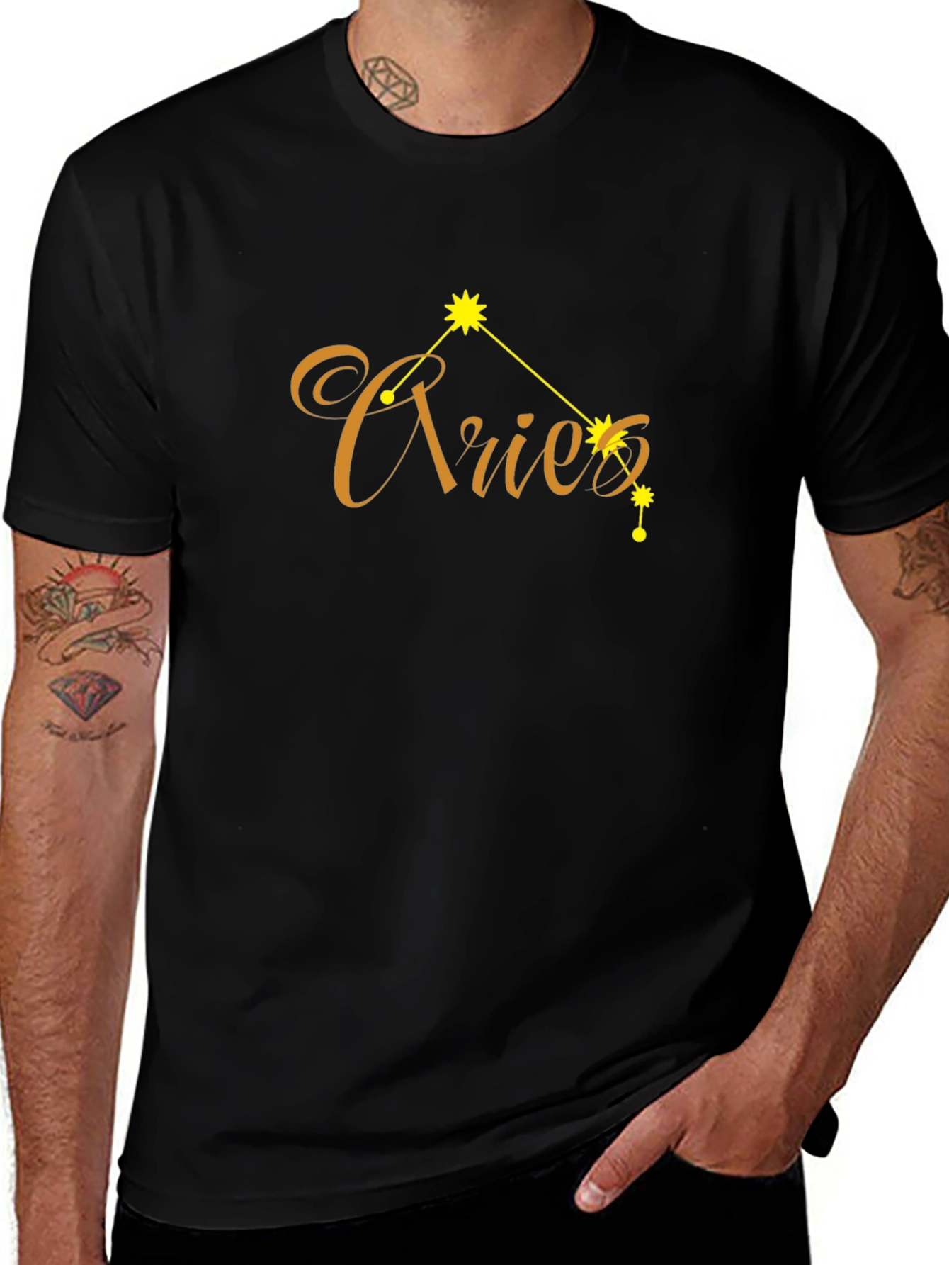 Aries Zodiac Sign Black T-Shirt