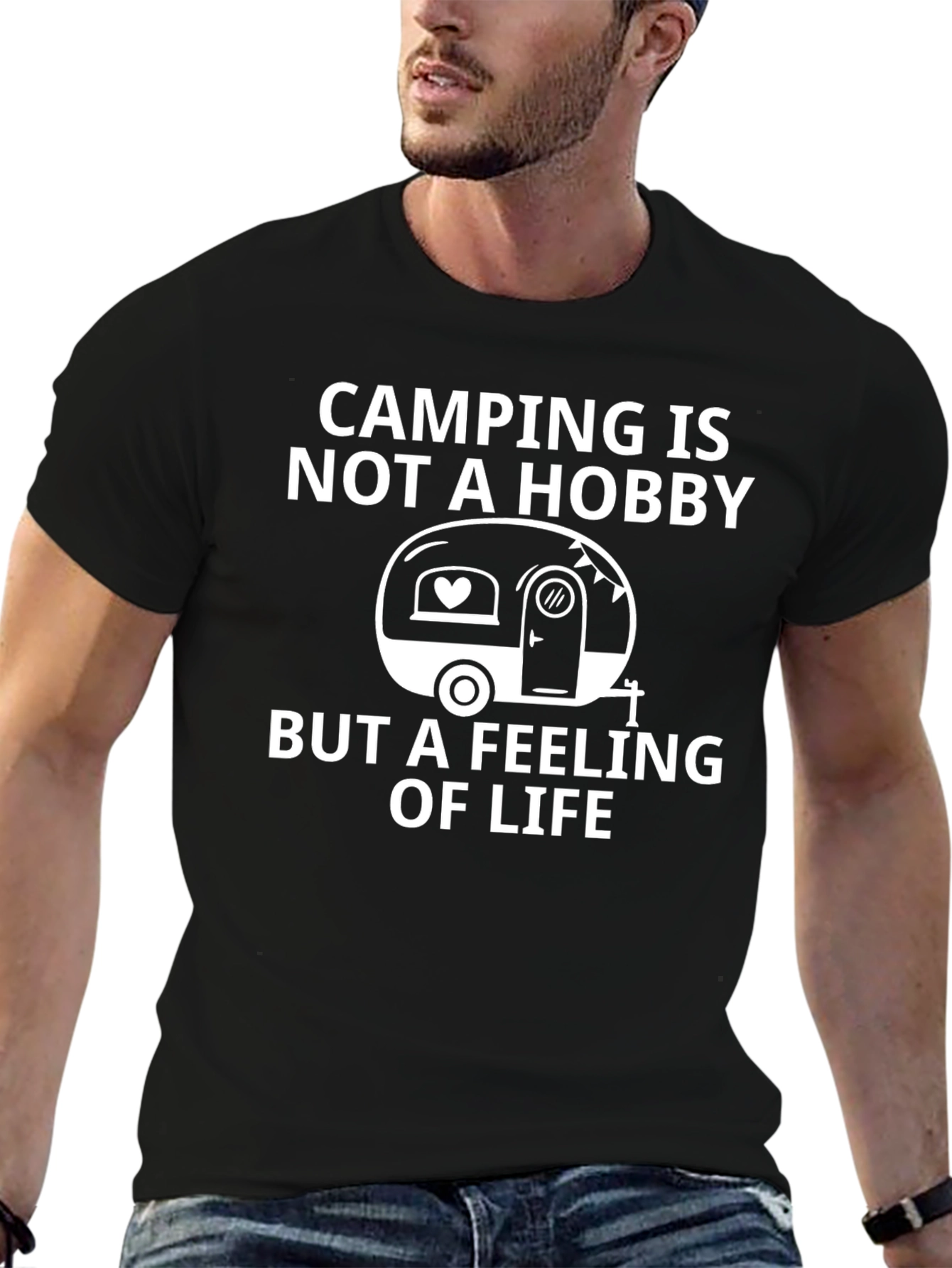 Camping is a Feeling of Life Black T-Shirt