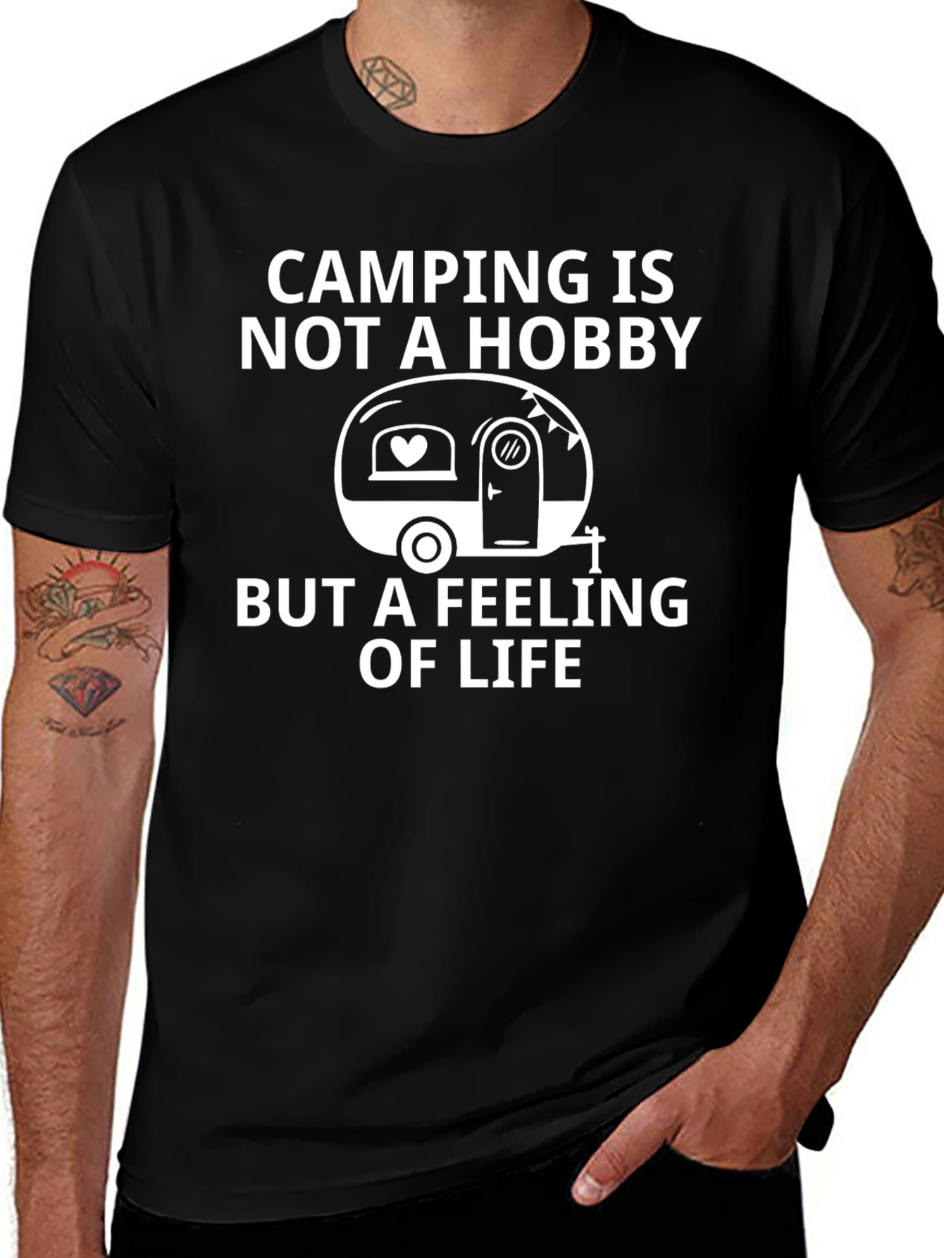 Camping is a Feeling of Life Black T-Shirt