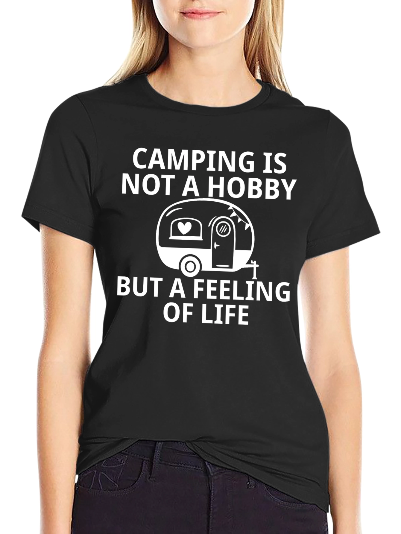Camping is a Feeling of Life Black T-Shirt
