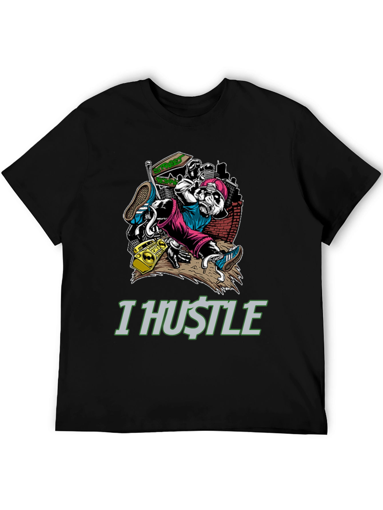 I Hustle Urban Panda Graphic T-Shirt