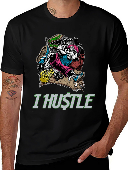I Hustle Urban Panda Graphic T-Shirt