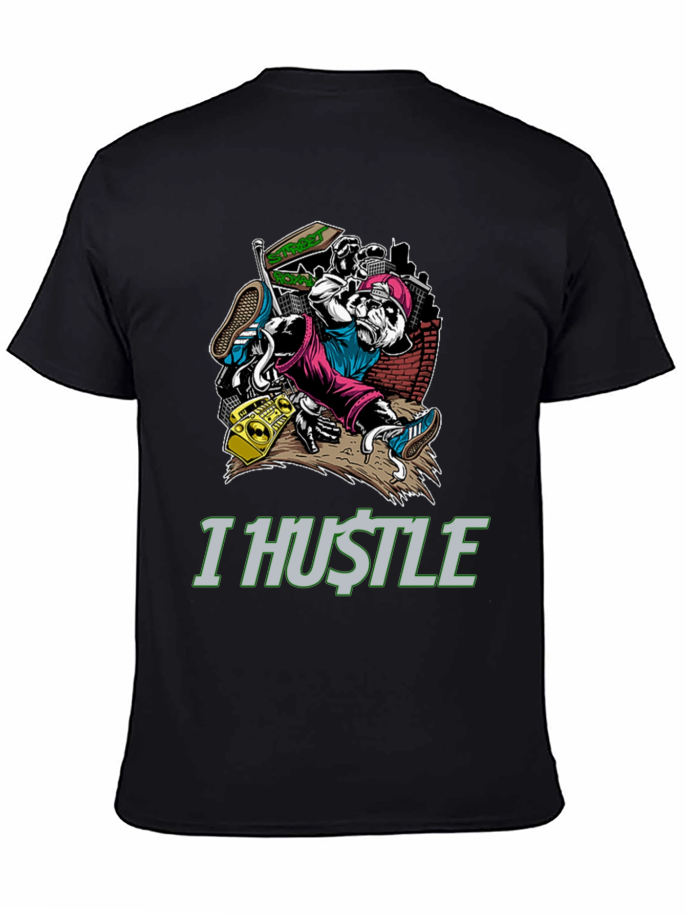 I Hustle Urban Panda Graphic T-Shirt