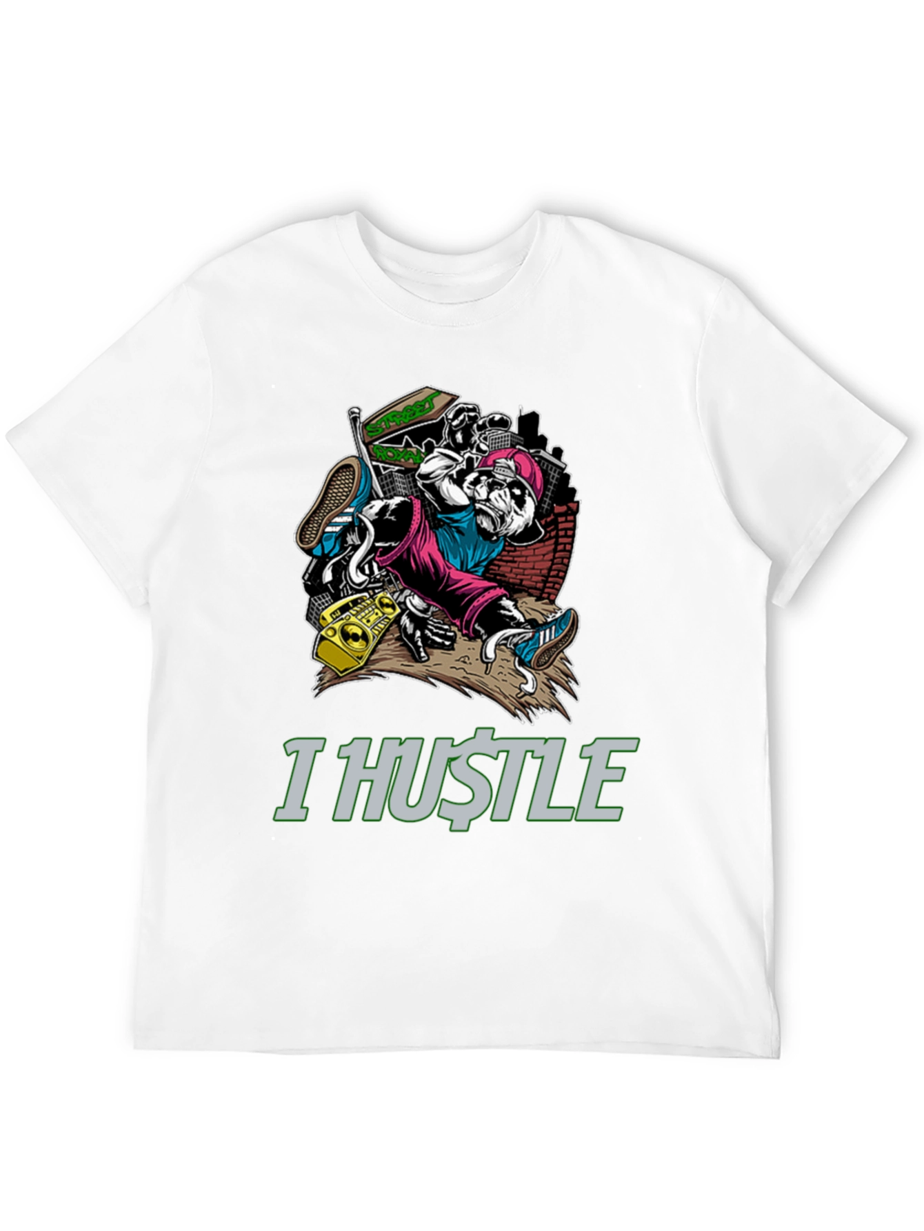 I Hustle Urban Panda Graphic T-Shirt