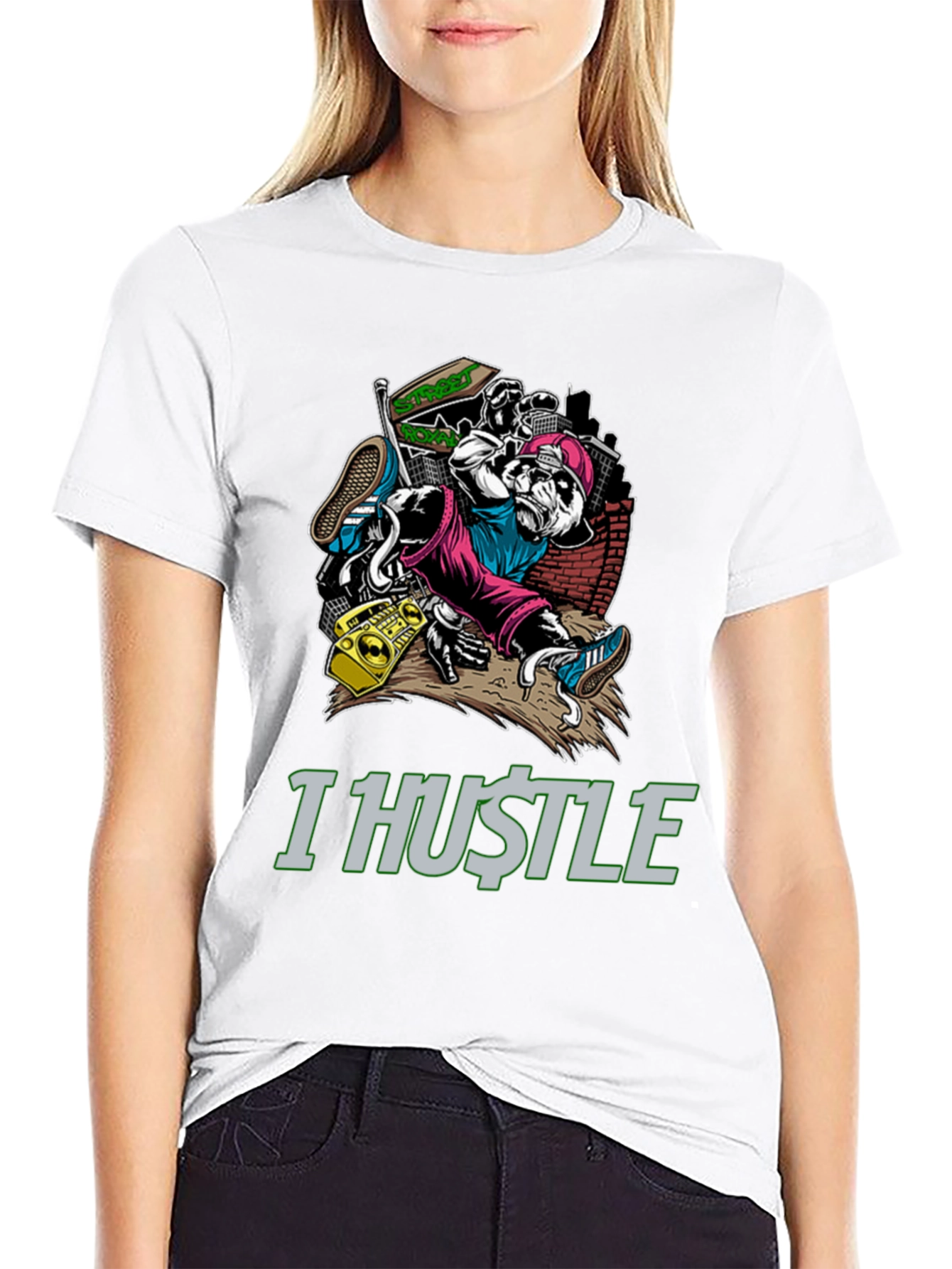 I Hustle Urban Panda Graphic T-Shirt