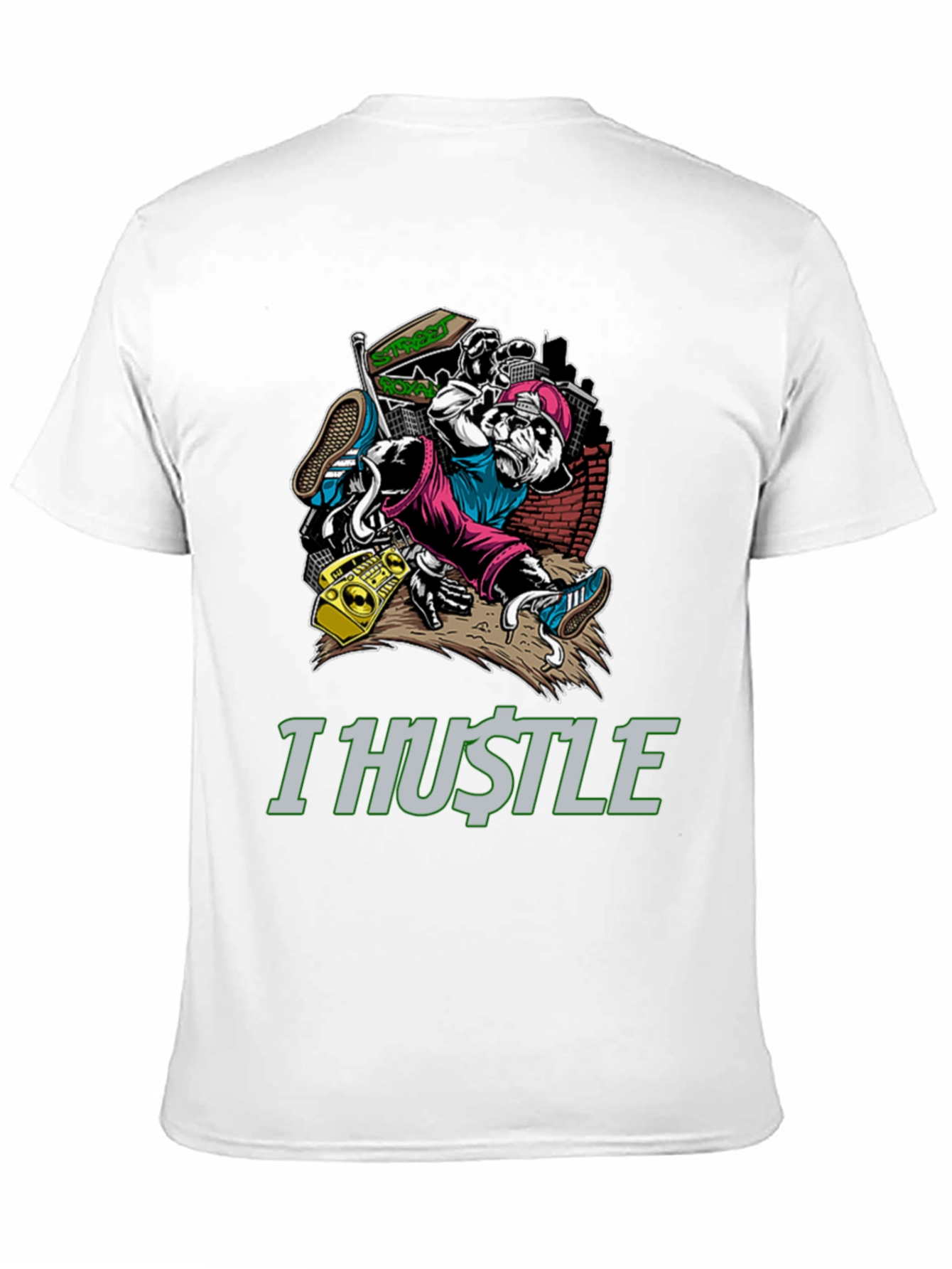 I Hustle Urban Panda Graphic T-Shirt