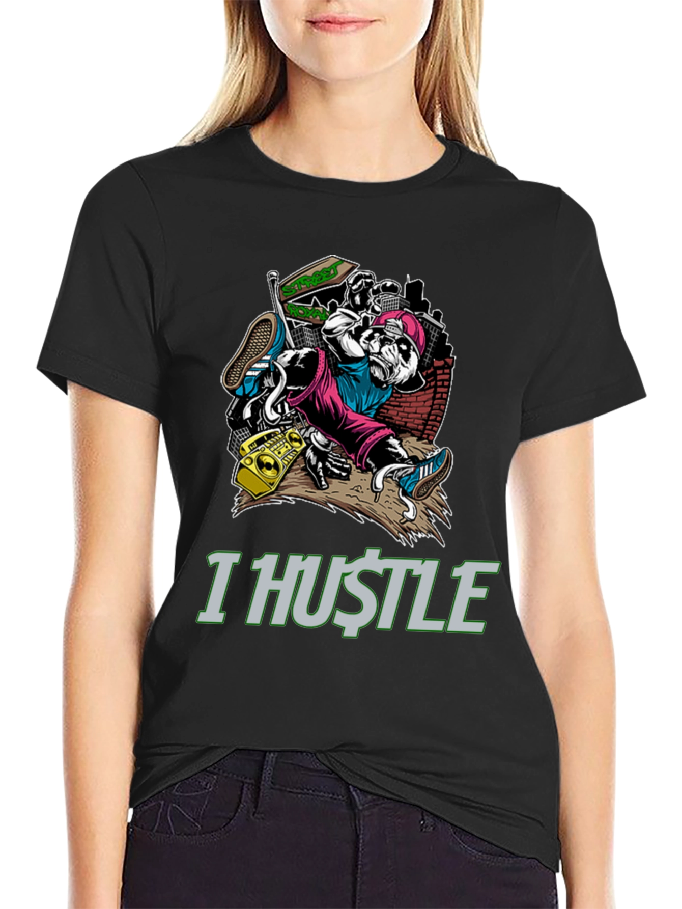 I Hustle Urban Panda Graphic T-Shirt