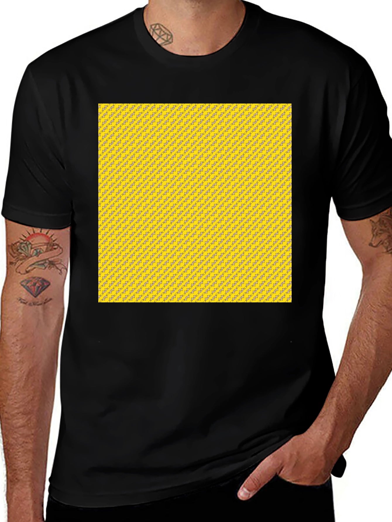 Modern Patterned Tee - Casual Black T-Shirt