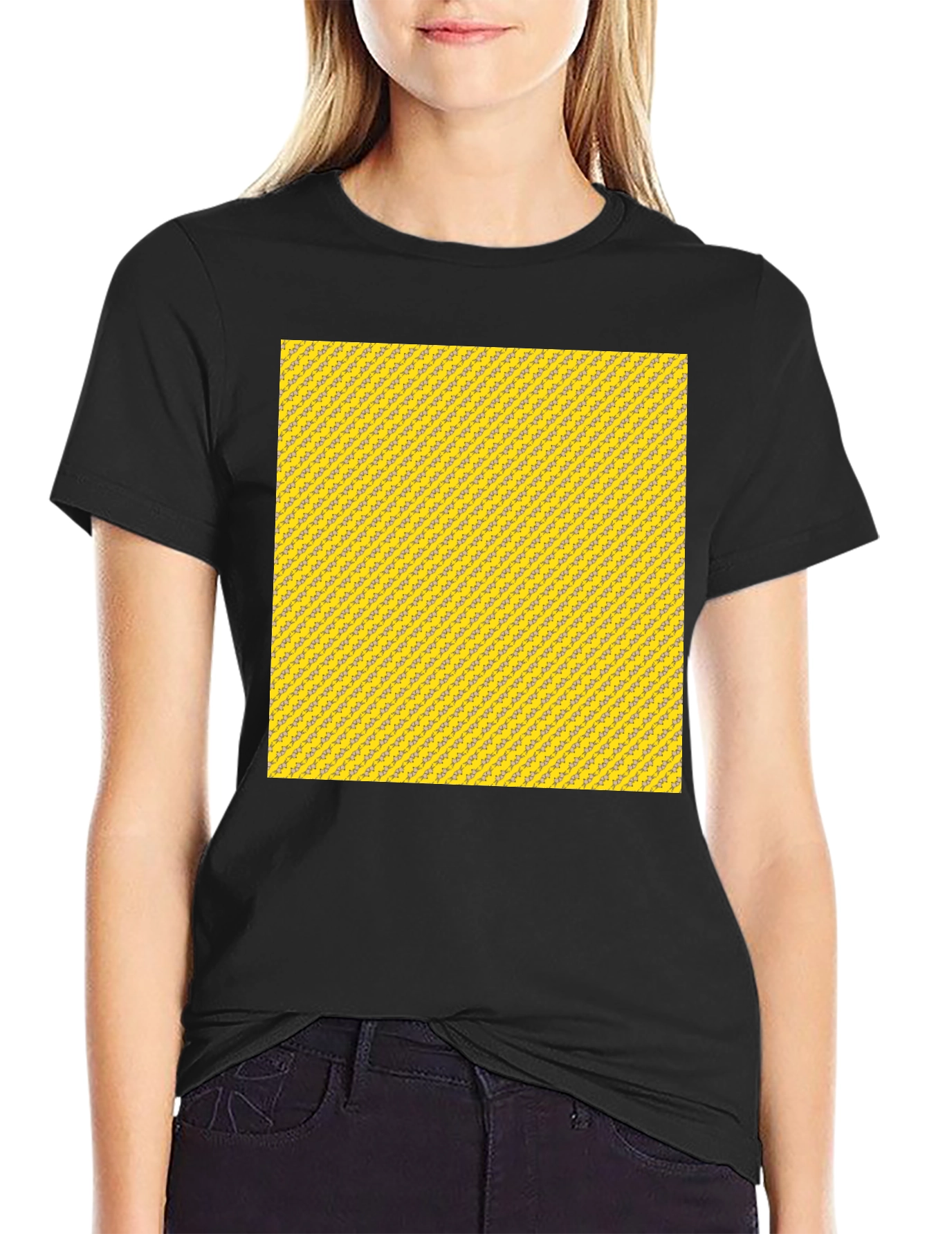 Modern Patterned Tee - Casual Black T-Shirt