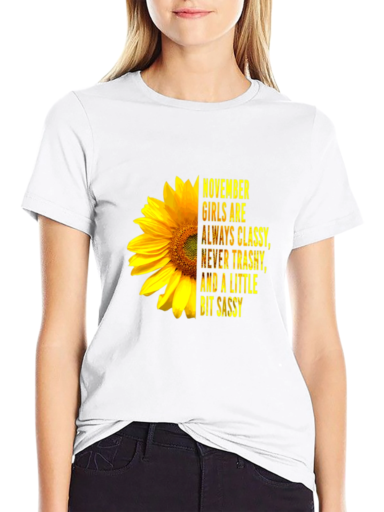 November Girl Classy Sassy Sunflower Graphic Tee