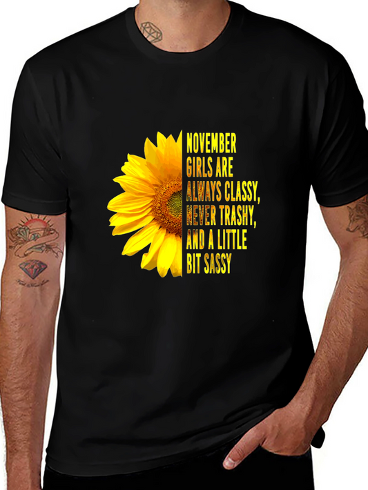 November Girl Classy Sassy Sunflower Graphic Tee