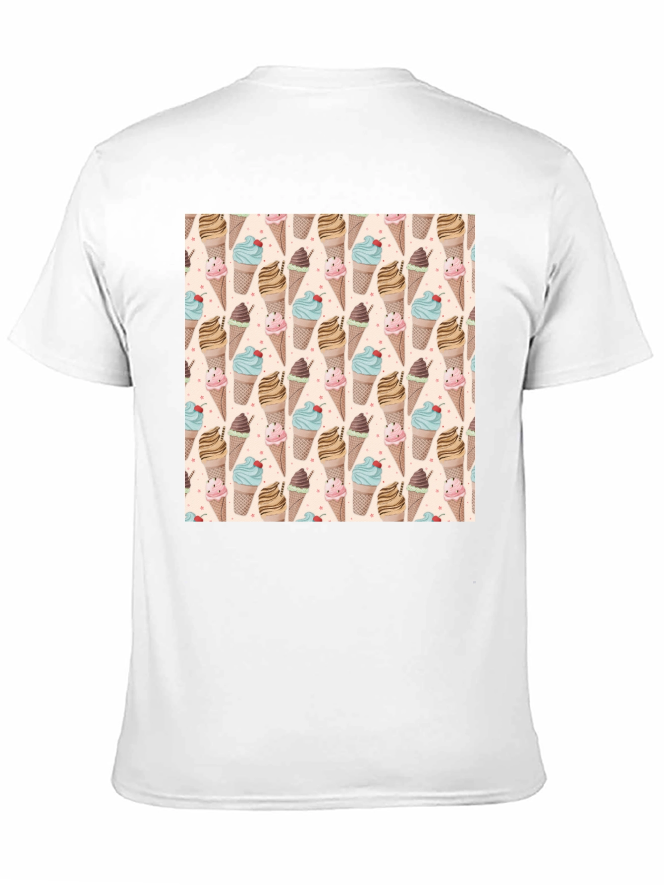 Fun Ice Cream Pattern Black T-Shirt