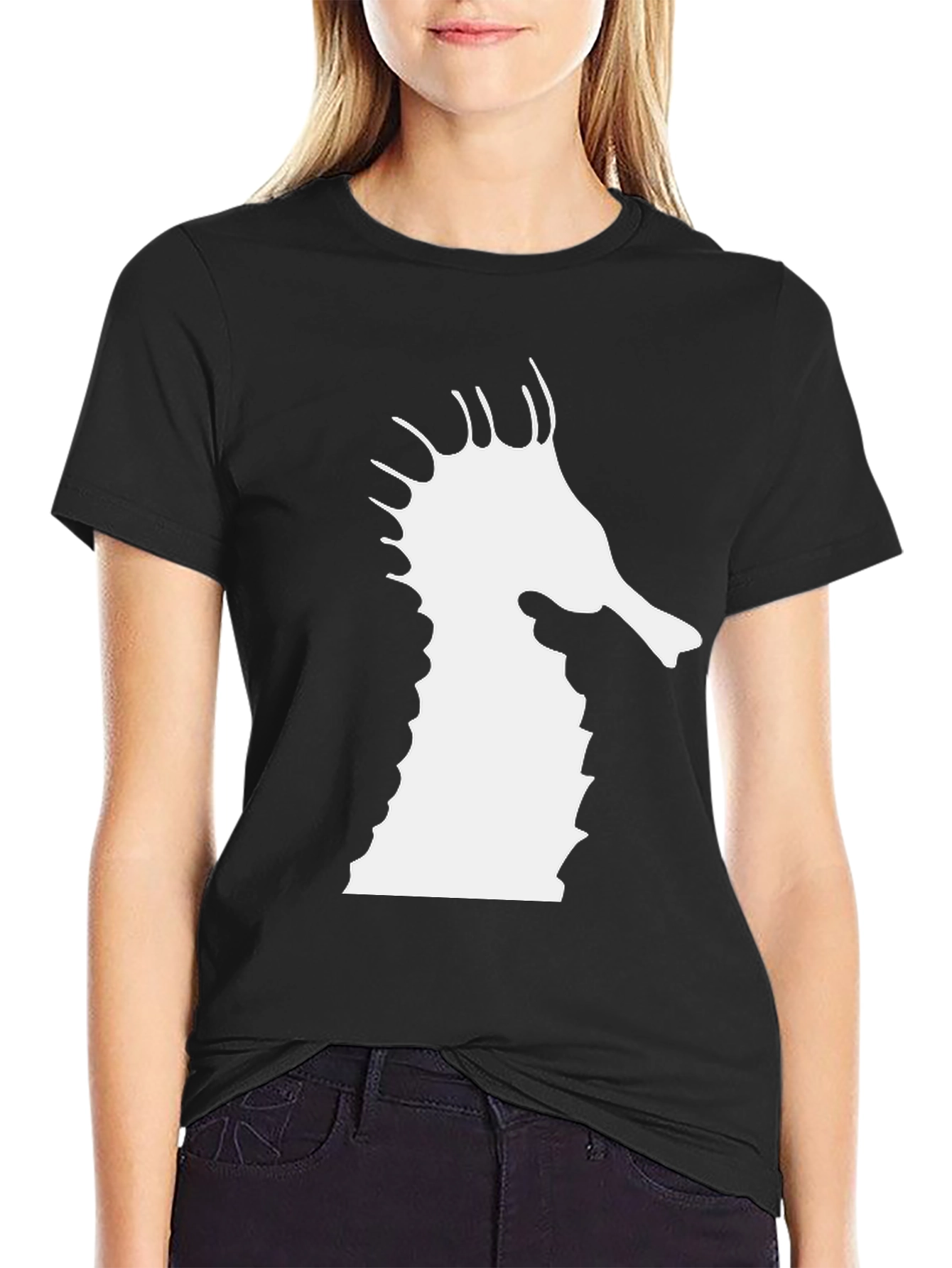 Seahorse Graphic Tee - Black Cotton Blend