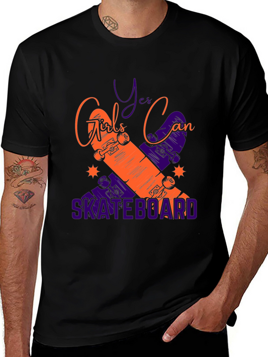 Girls Can Skateboard Graphic Tee - Black T-Shirt