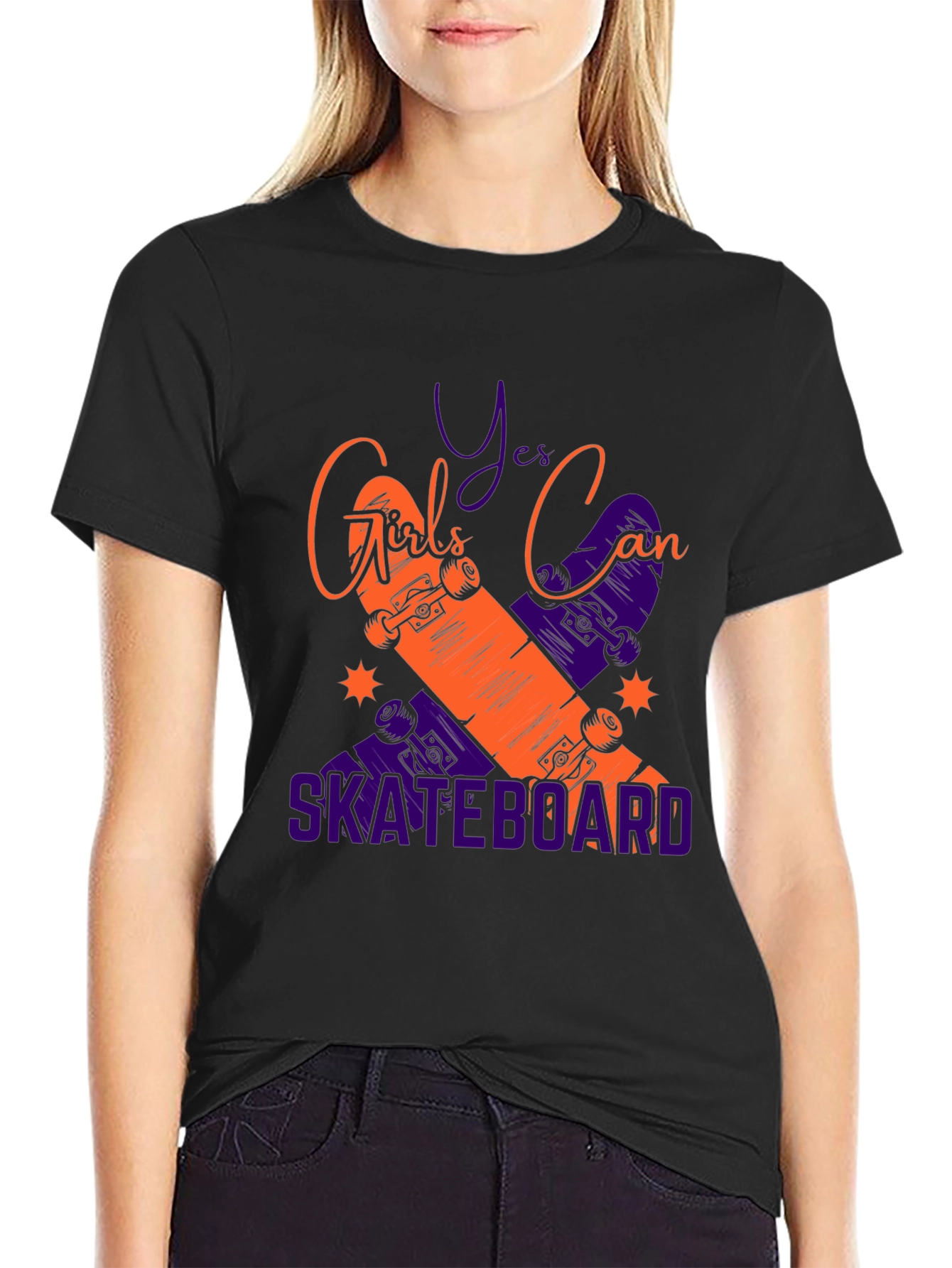 Girls Can Skateboard Graphic Tee - Black T-Shirt