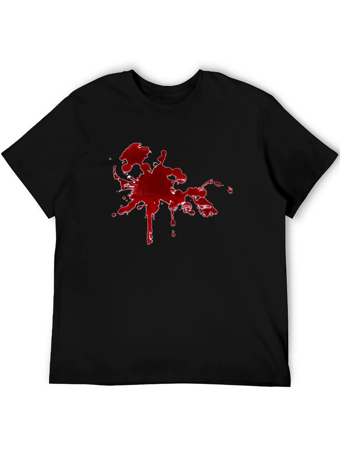 Red Splatter Graphic Tee - Bold Black Cotton Shirt