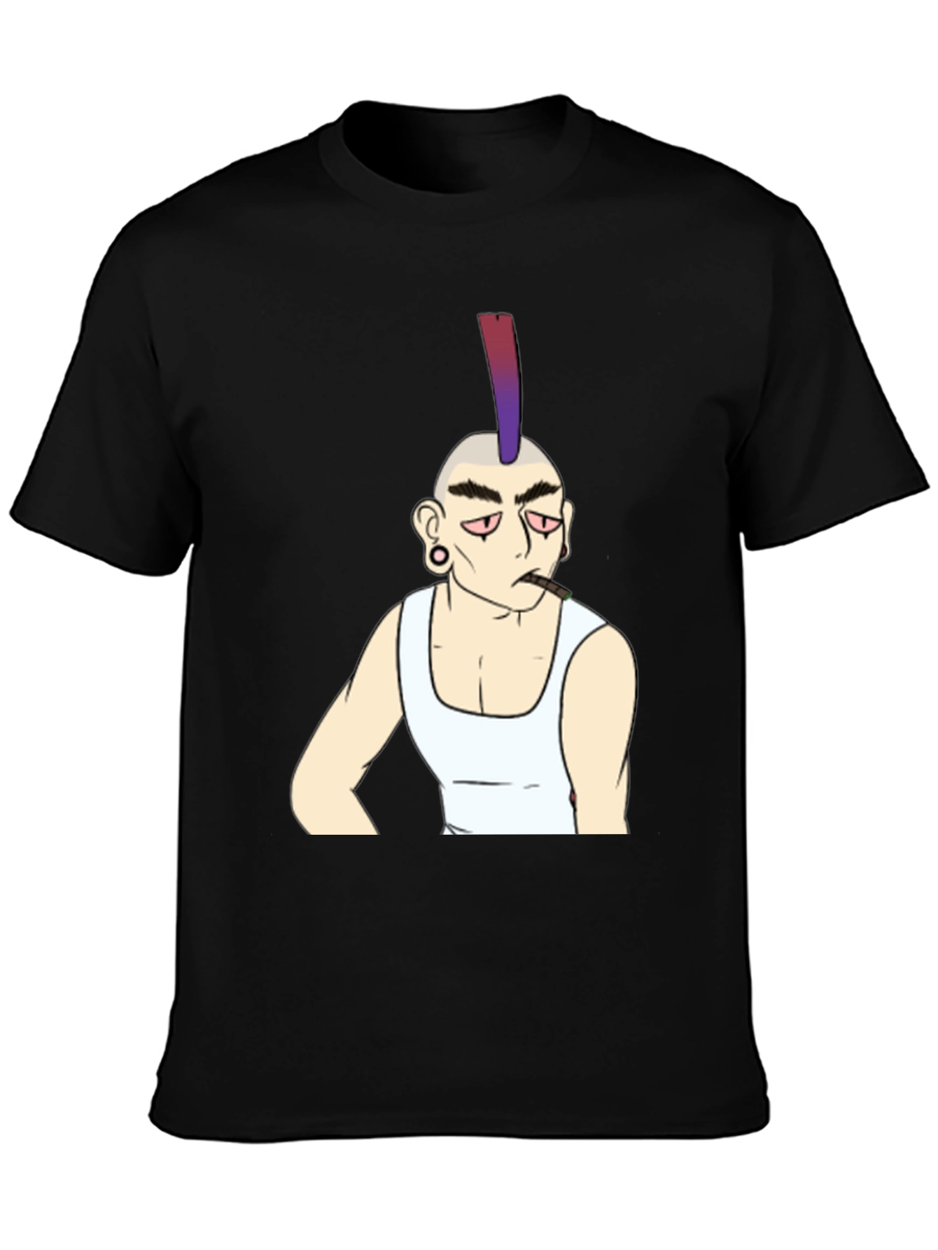 Cool Punk Character Graphic Tee - Black