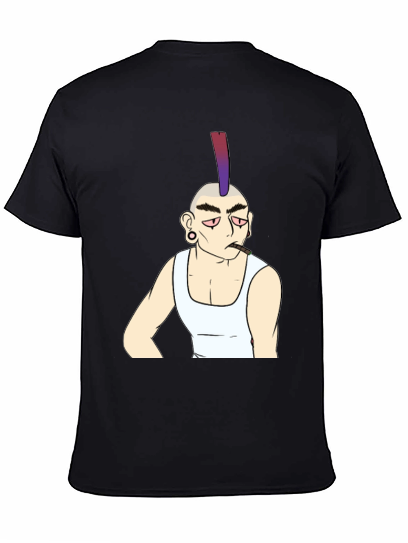 Cool Punk Character Graphic Tee - Black
