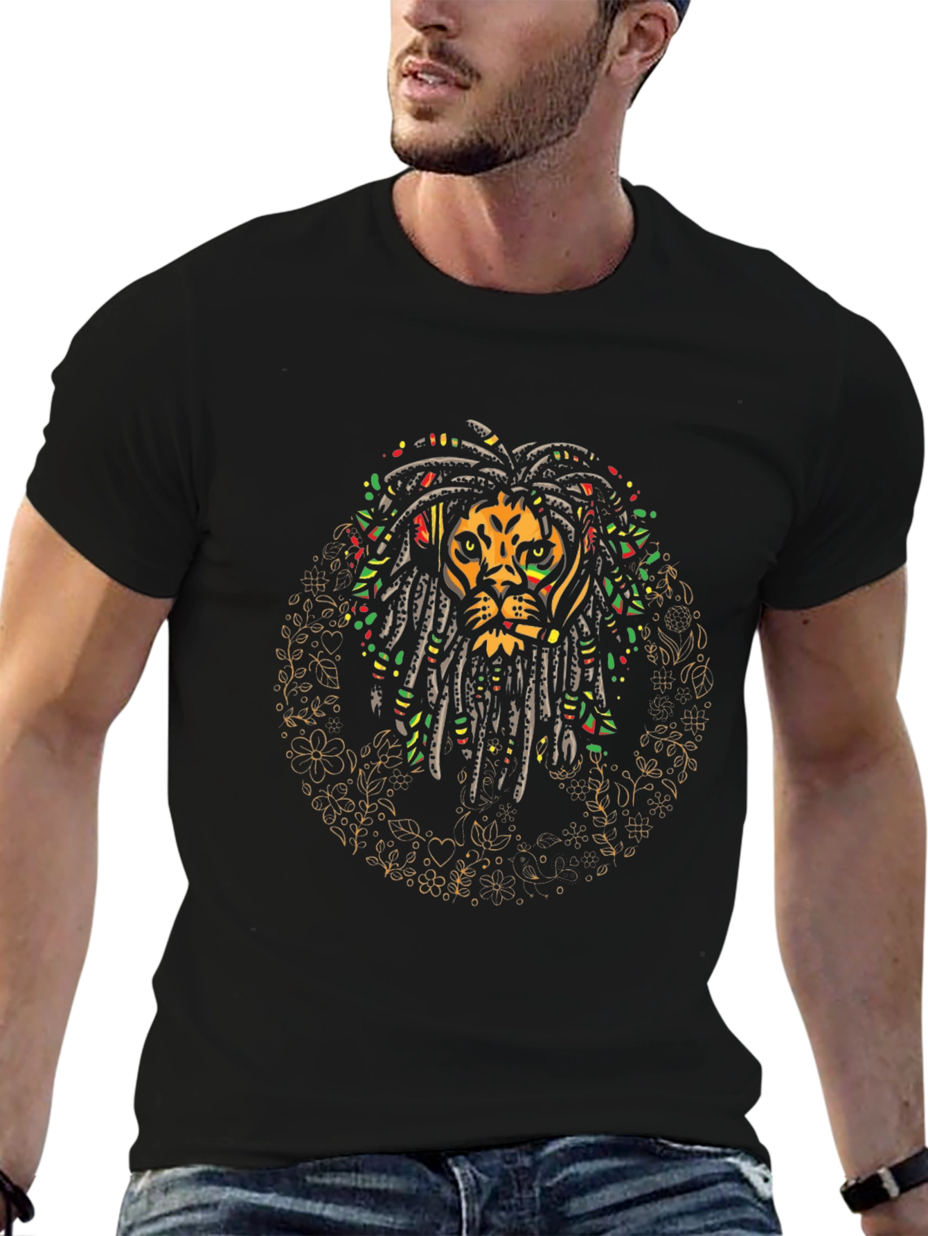 Rasta Lion Graphic Tee - Reggae Vibe T-Shirt