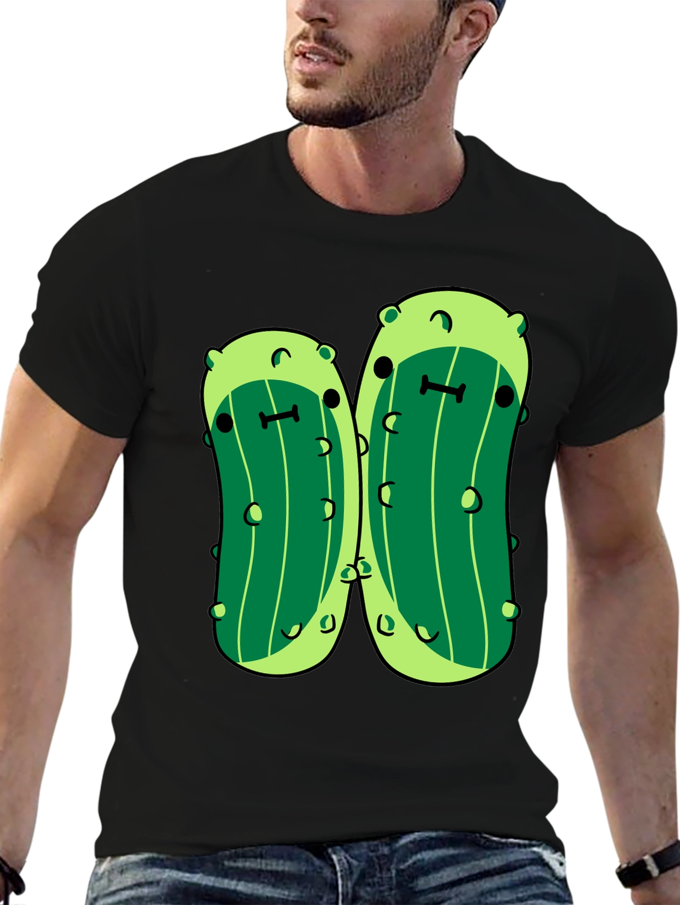 Kawaii Pickle Graphic Tee - Unisex Black T-Shirt