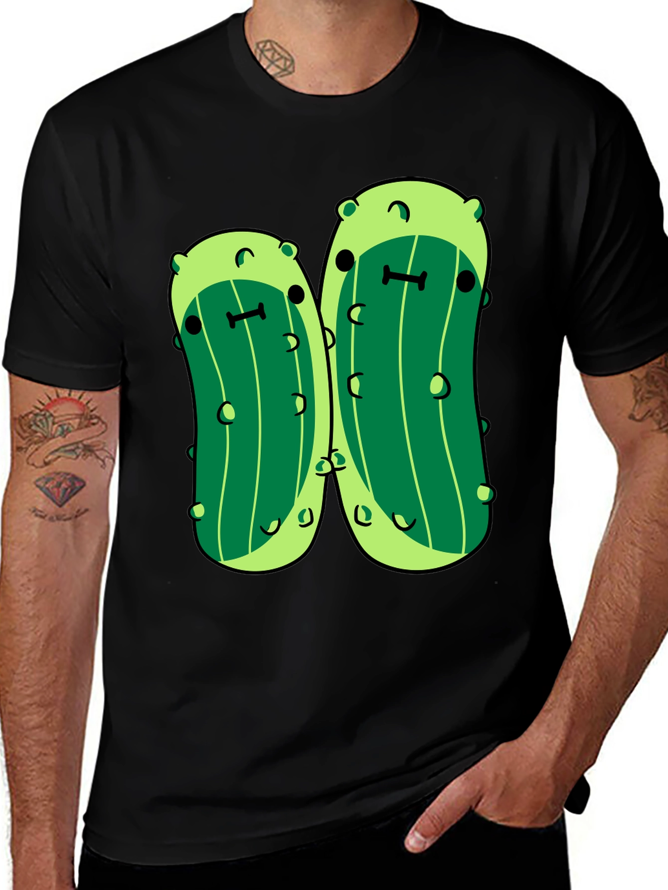 Kawaii Pickle Graphic Tee - Unisex Black T-Shirt