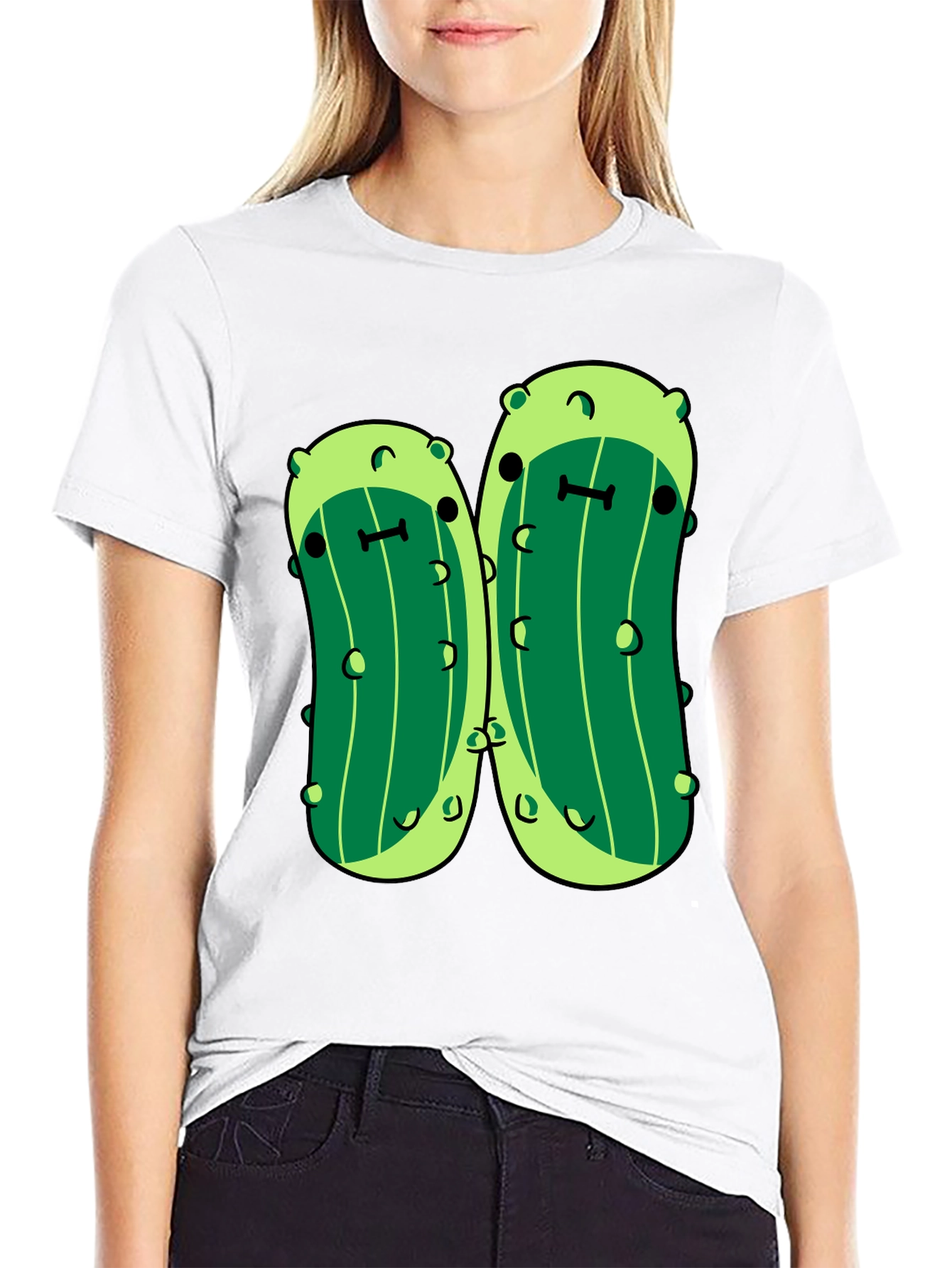 Kawaii Pickle Graphic Tee - Unisex Black T-Shirt