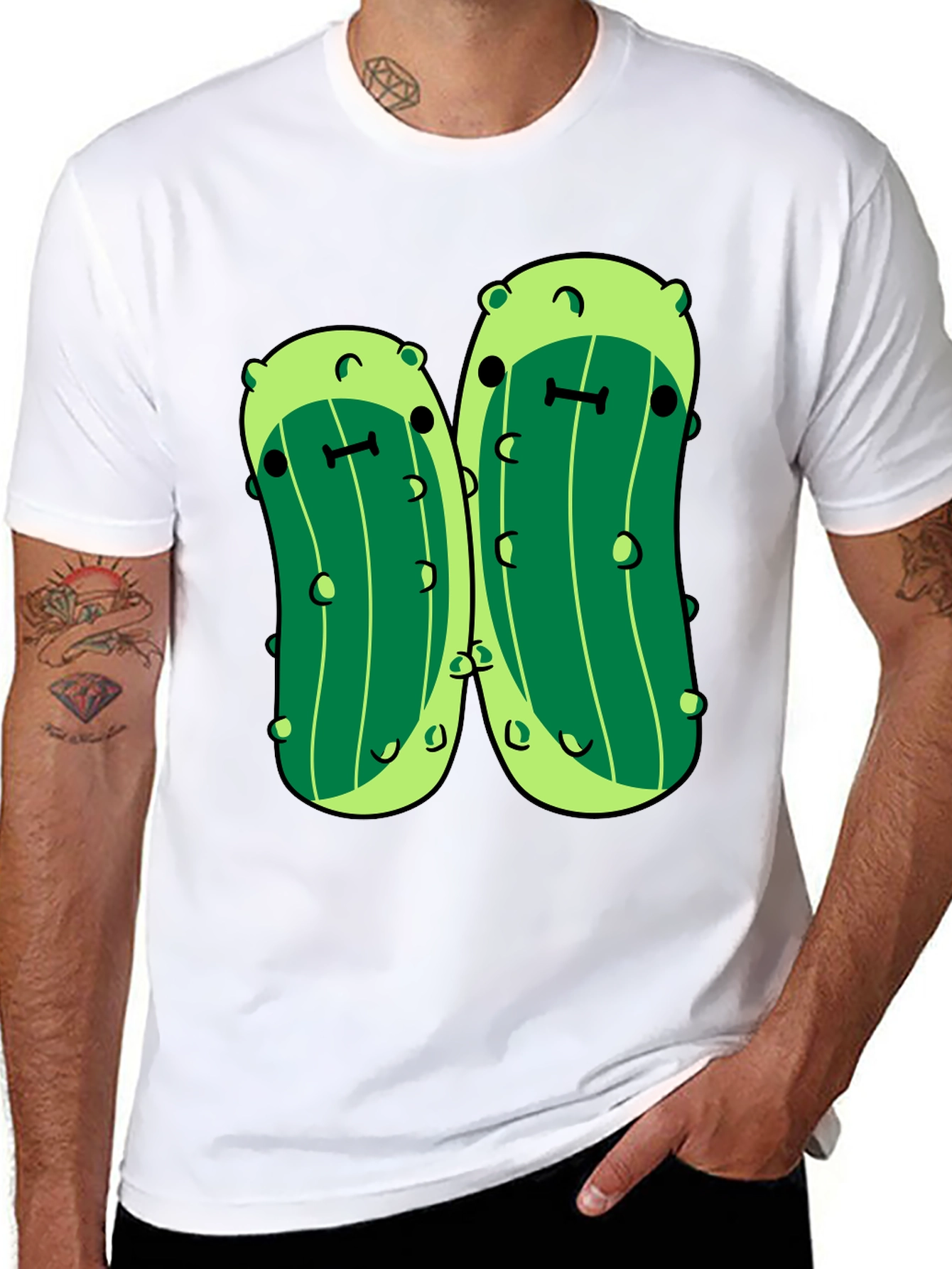 Kawaii Pickle Graphic Tee - Unisex Black T-Shirt