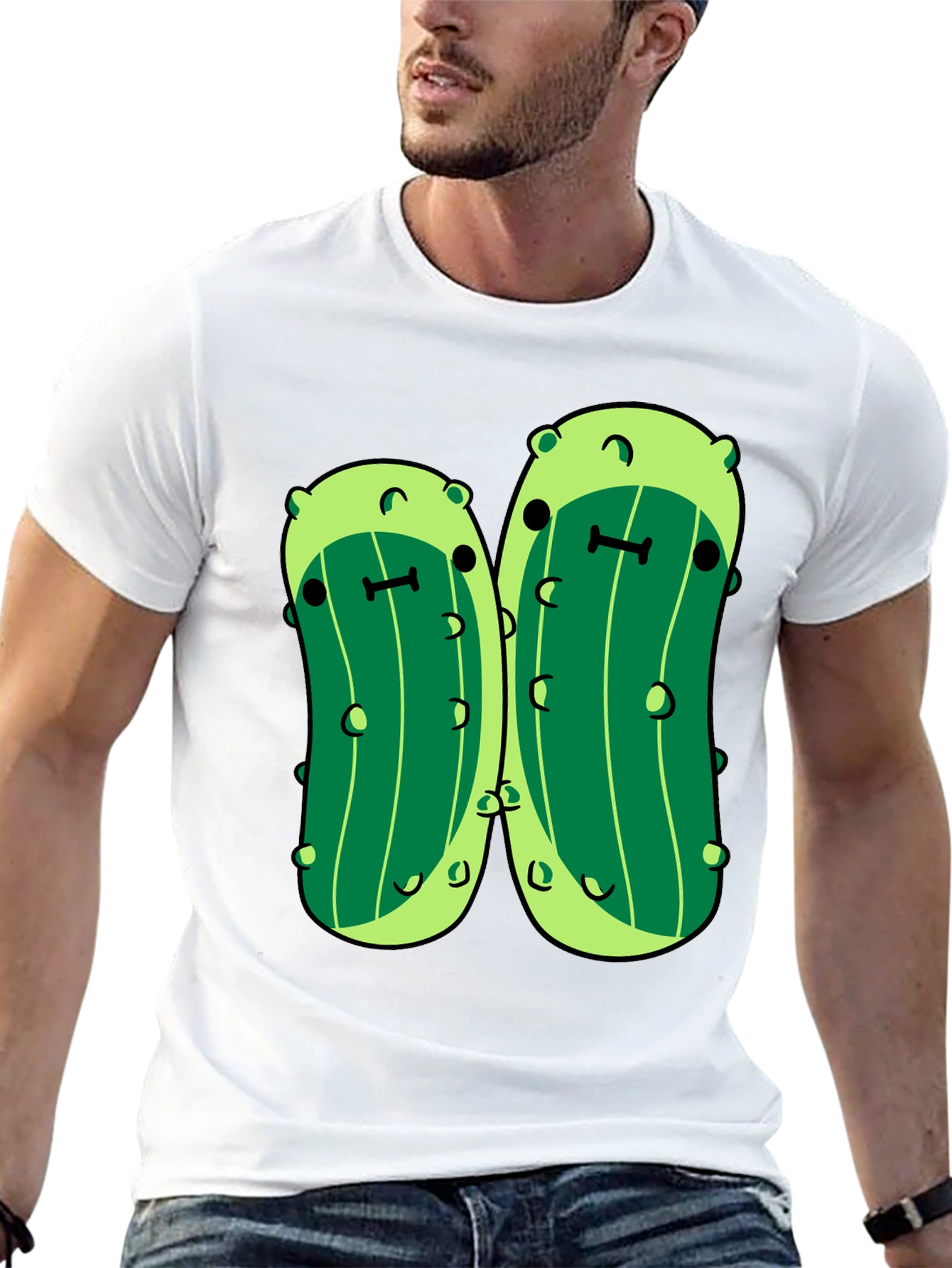 Kawaii Pickle Graphic Tee - Unisex Black T-Shirt