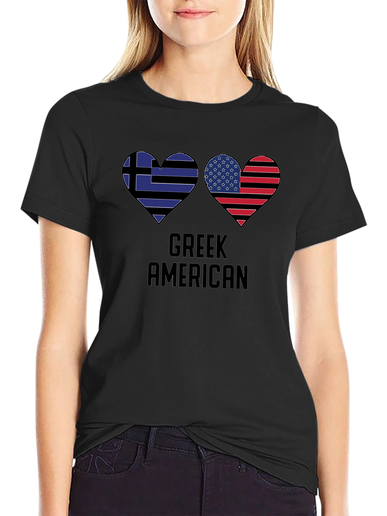 Greek American Flag Heart T-Shirt