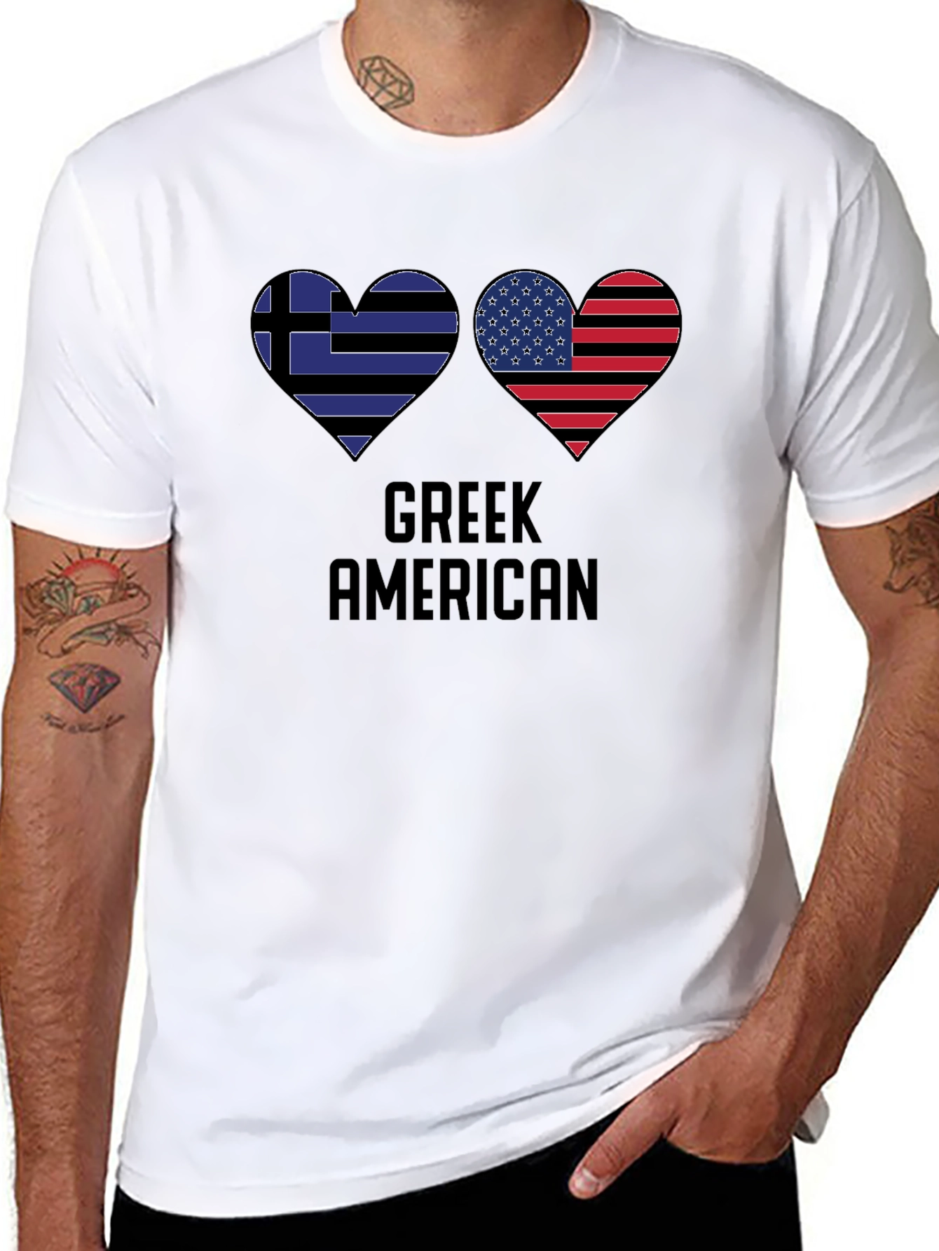 Greek American Flag Heart T-Shirt