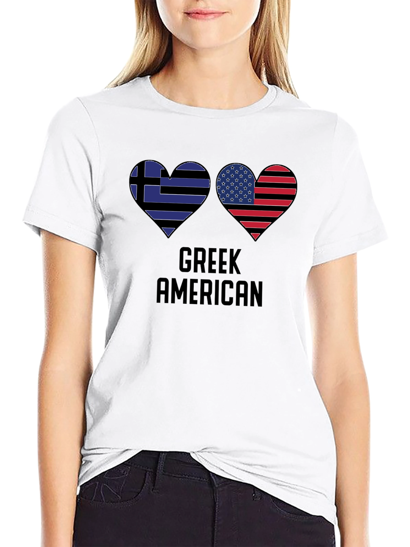 Greek American Flag Heart T-Shirt