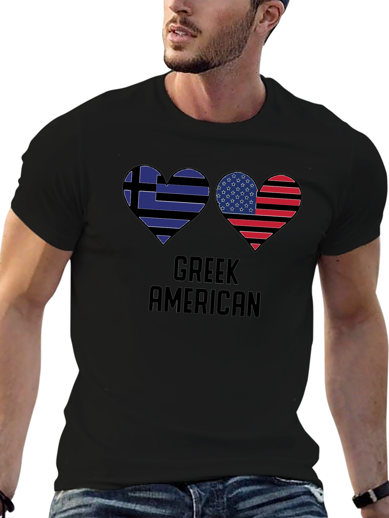 Greek American Flag Heart T-Shirt