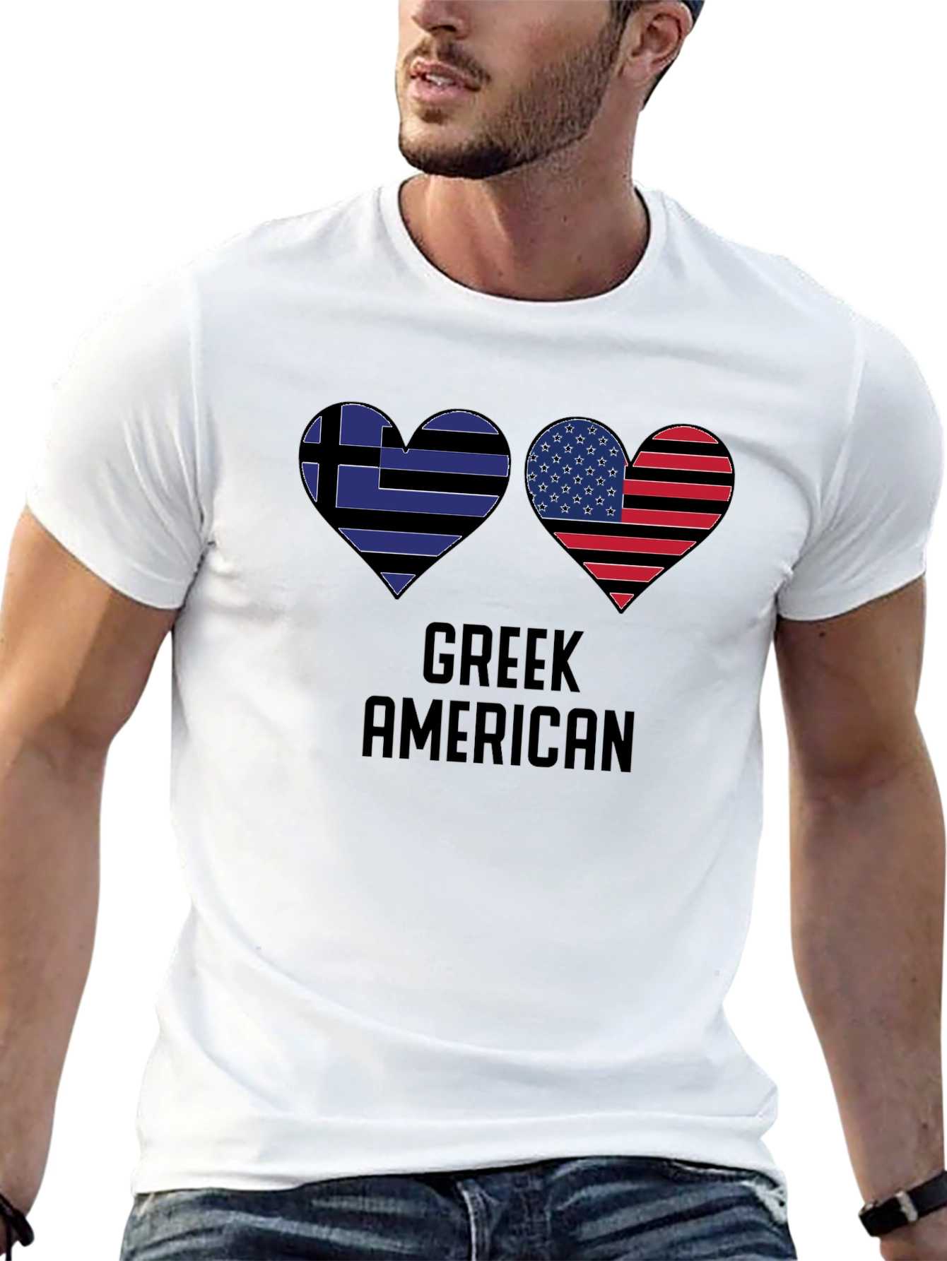 Greek American Flag Heart T-Shirt